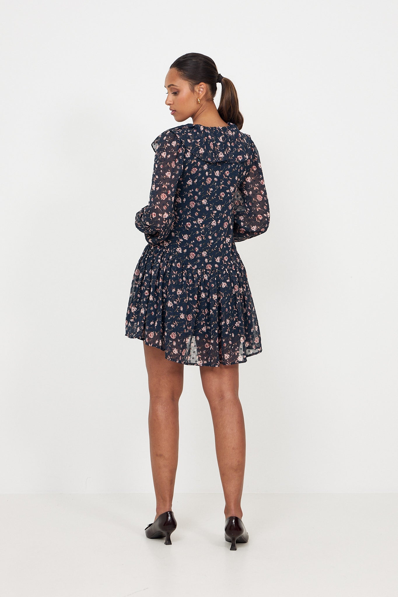 Hellvi Floral Mini Dress - Navy Flower