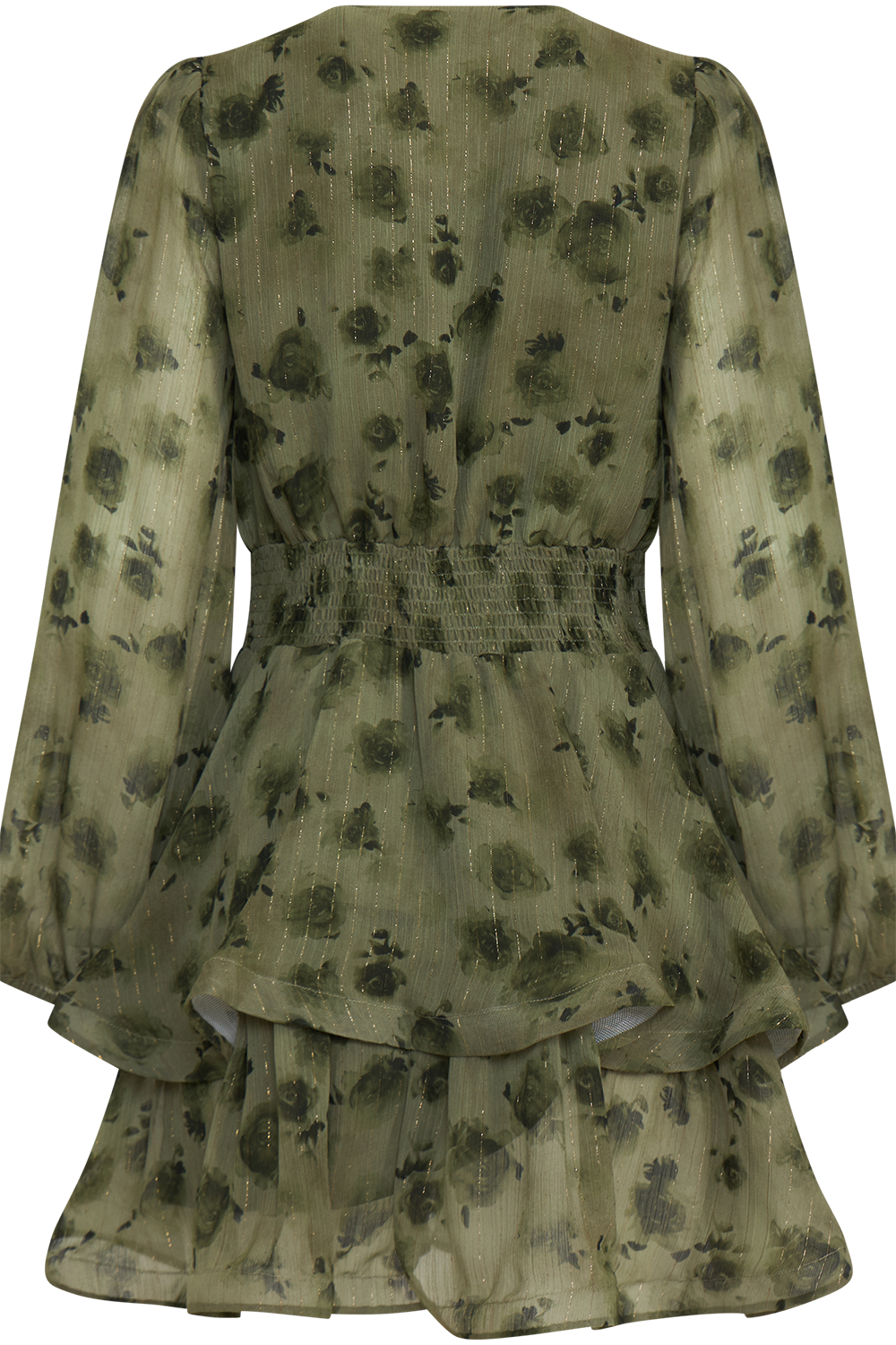 Jade Wave Blurry Flower Dress - Green