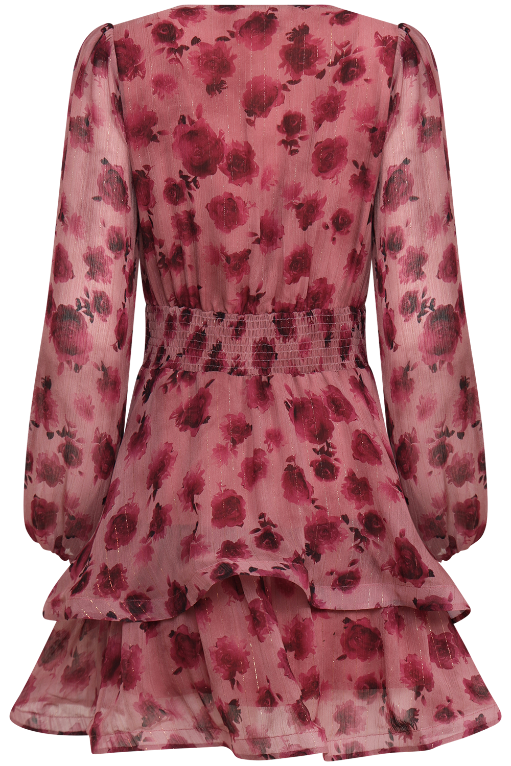 Jade Wave Blurry Flower Dress - Dark Pink