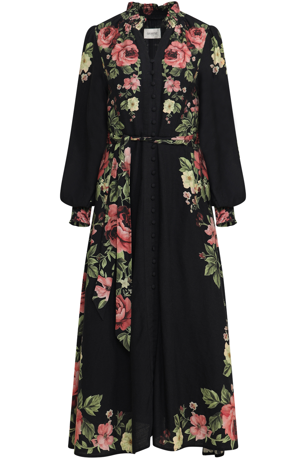 Benedicte Linen Midi Dress - Dark Pink