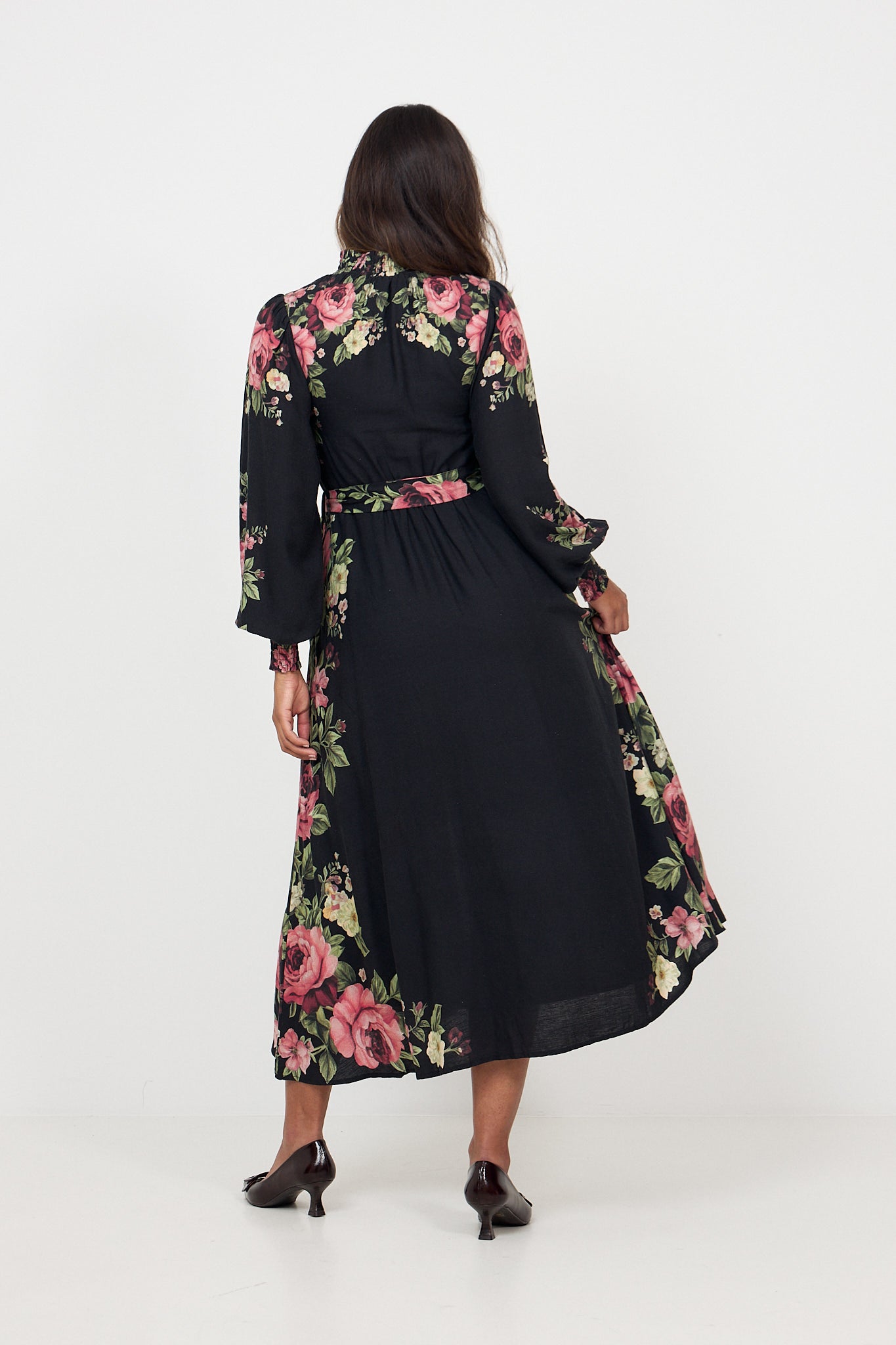 Benedicte Linen Midi Dress - Dark Pink