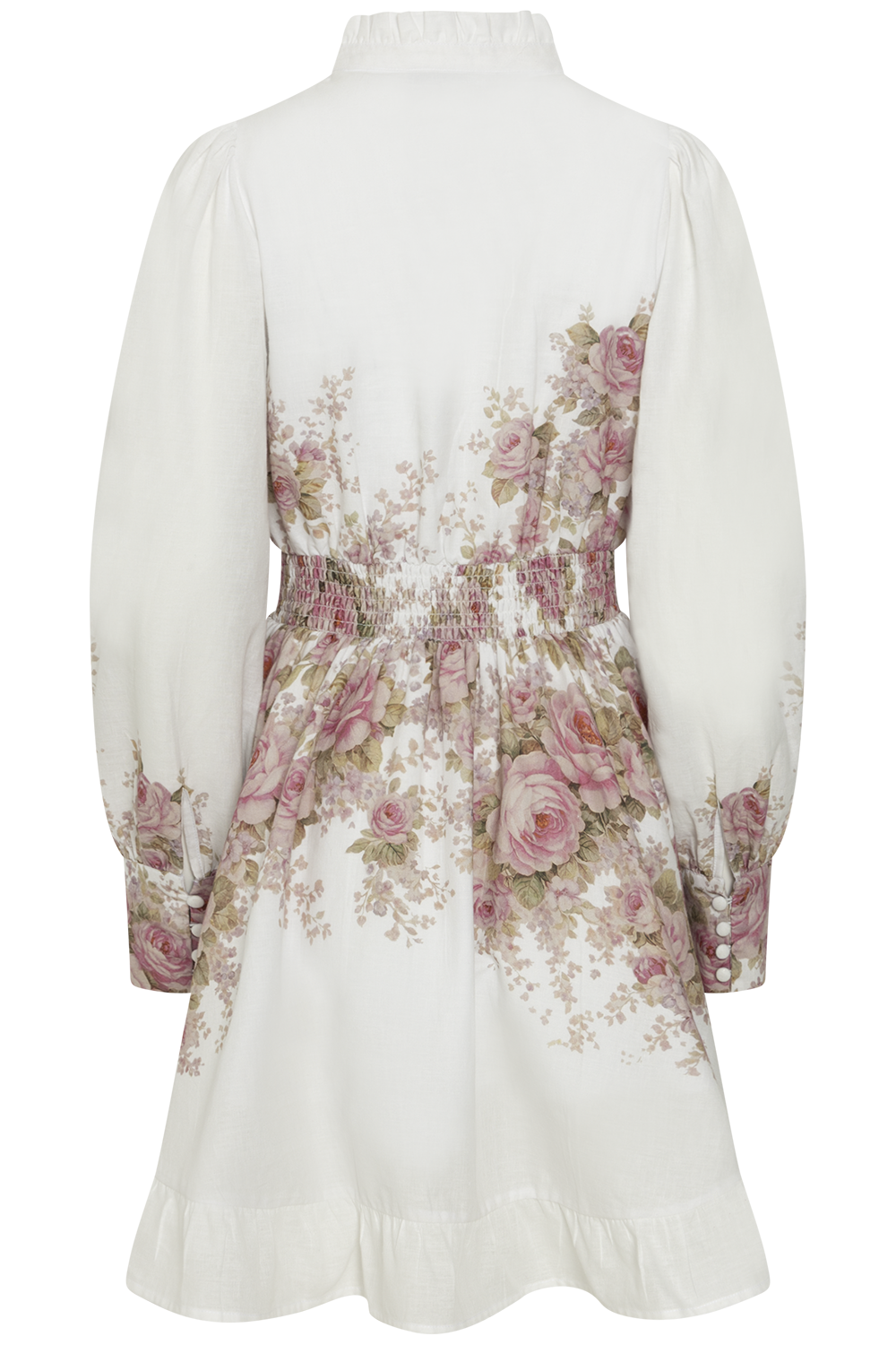 Liv Linen Cotton Mini Dress - Off-White / Pink