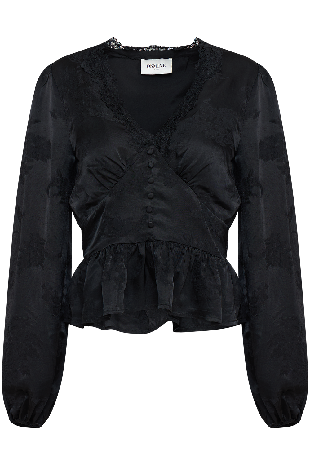 Nord Satin Lace Blouse - Black