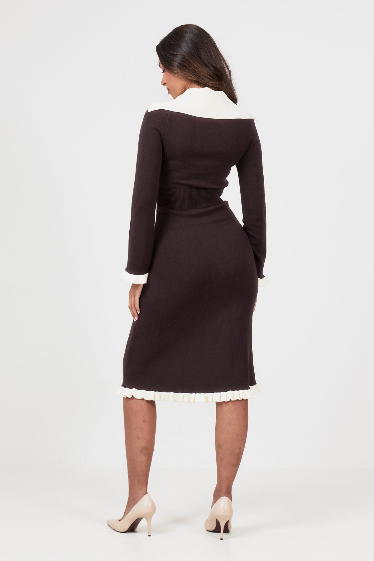 Selma Knitted Midi Dress - Dark Brown