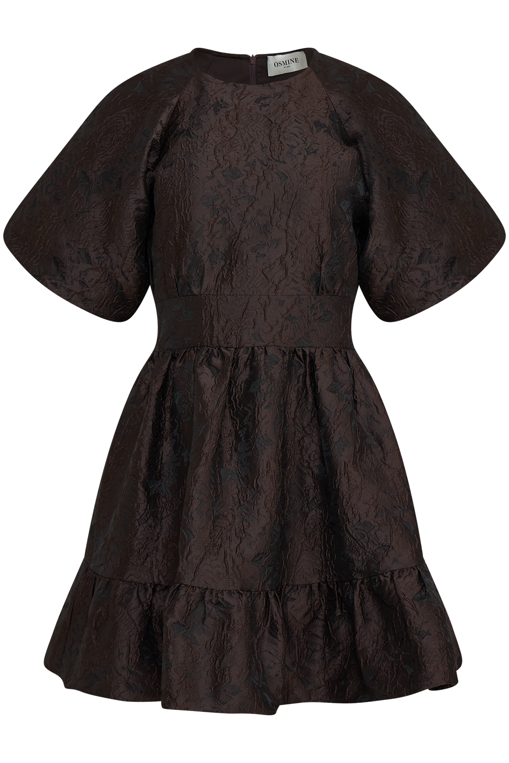 Svanhild Brocade Mini Dress - Dark Brown