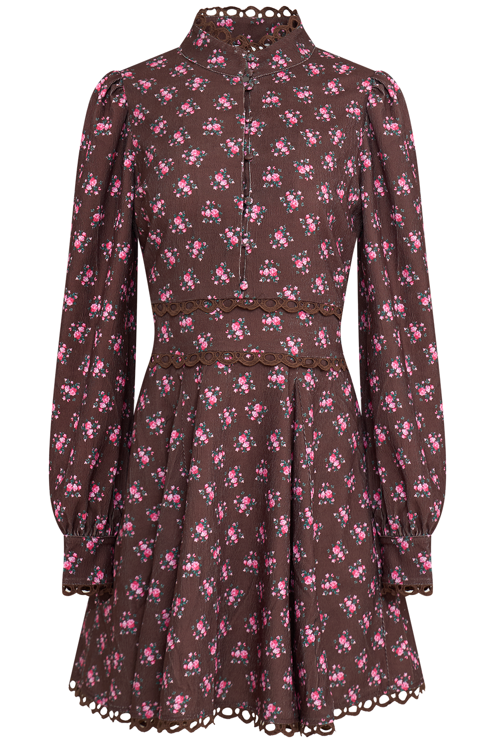 Disa Cord Mini Dress - Brown Floral