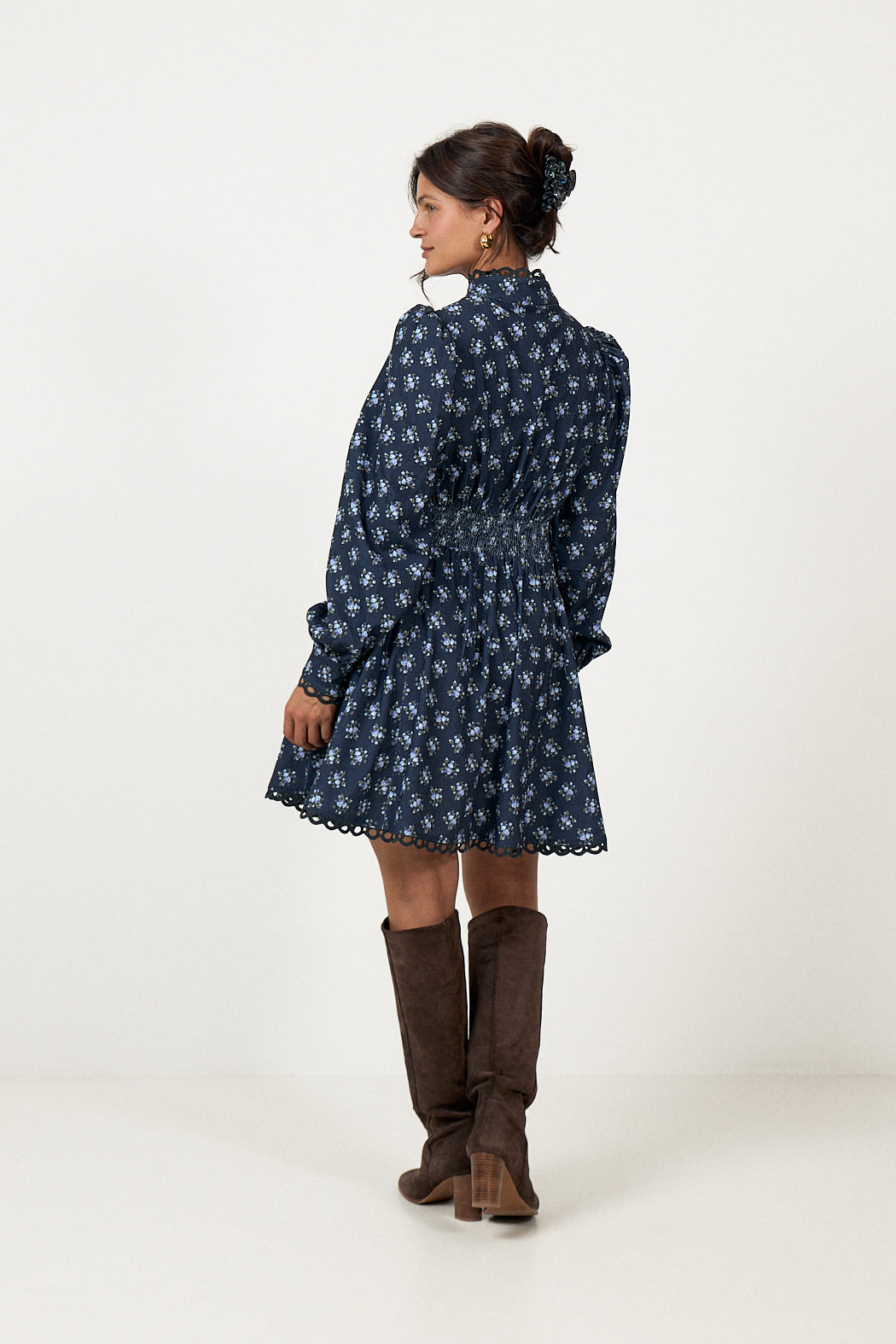 Disa Cord Mini Dress - Navy Floral