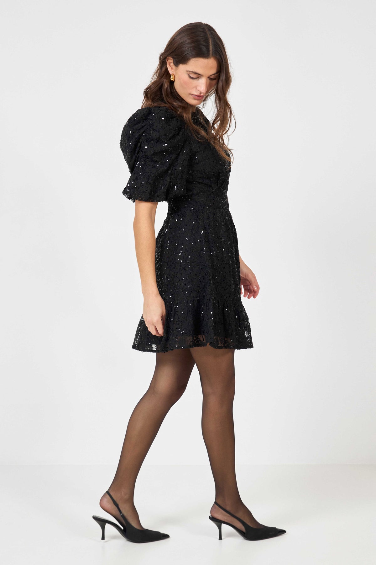Santi Mini Glitter Dress - Black