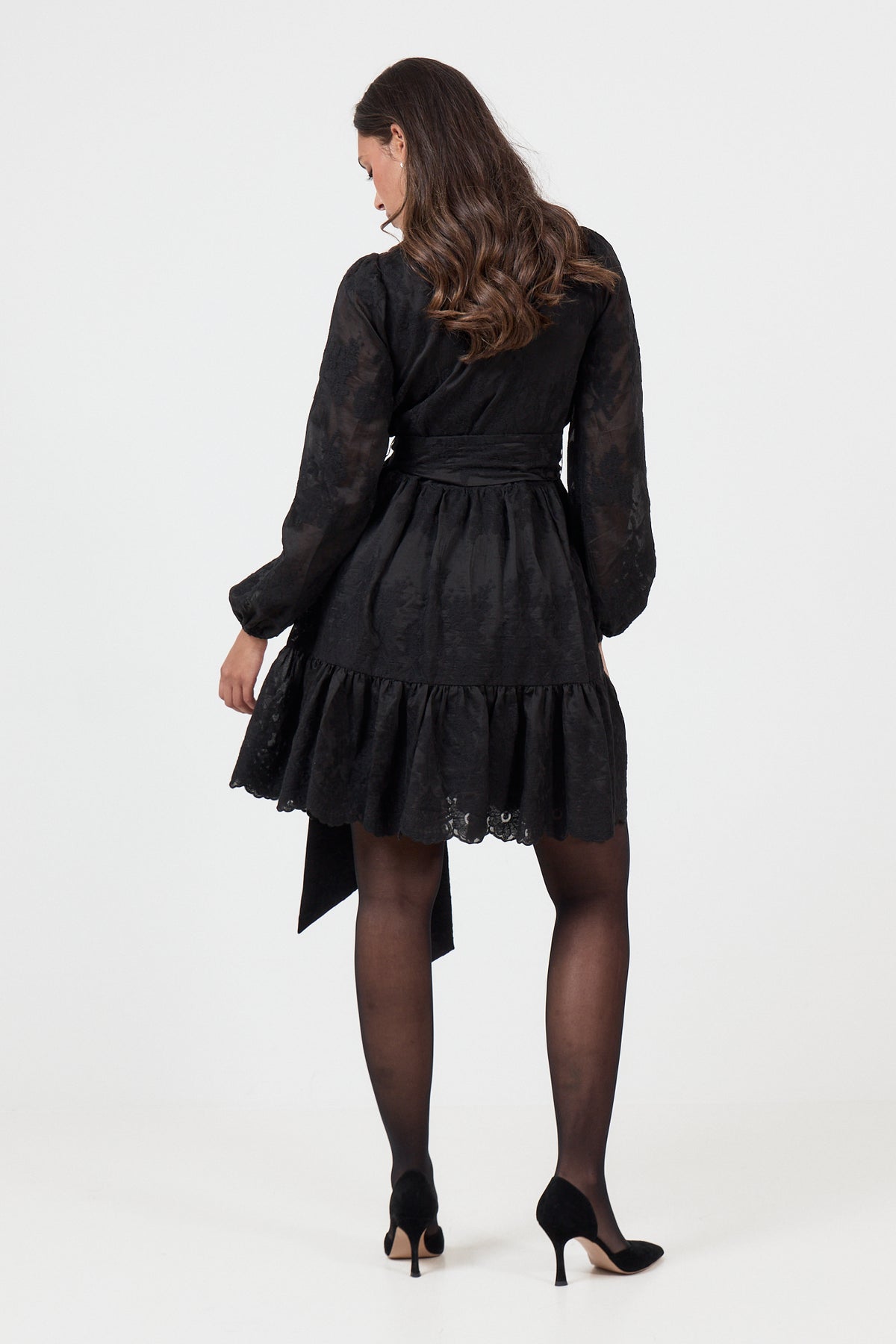 Sagali Wide Lace Dress - Black