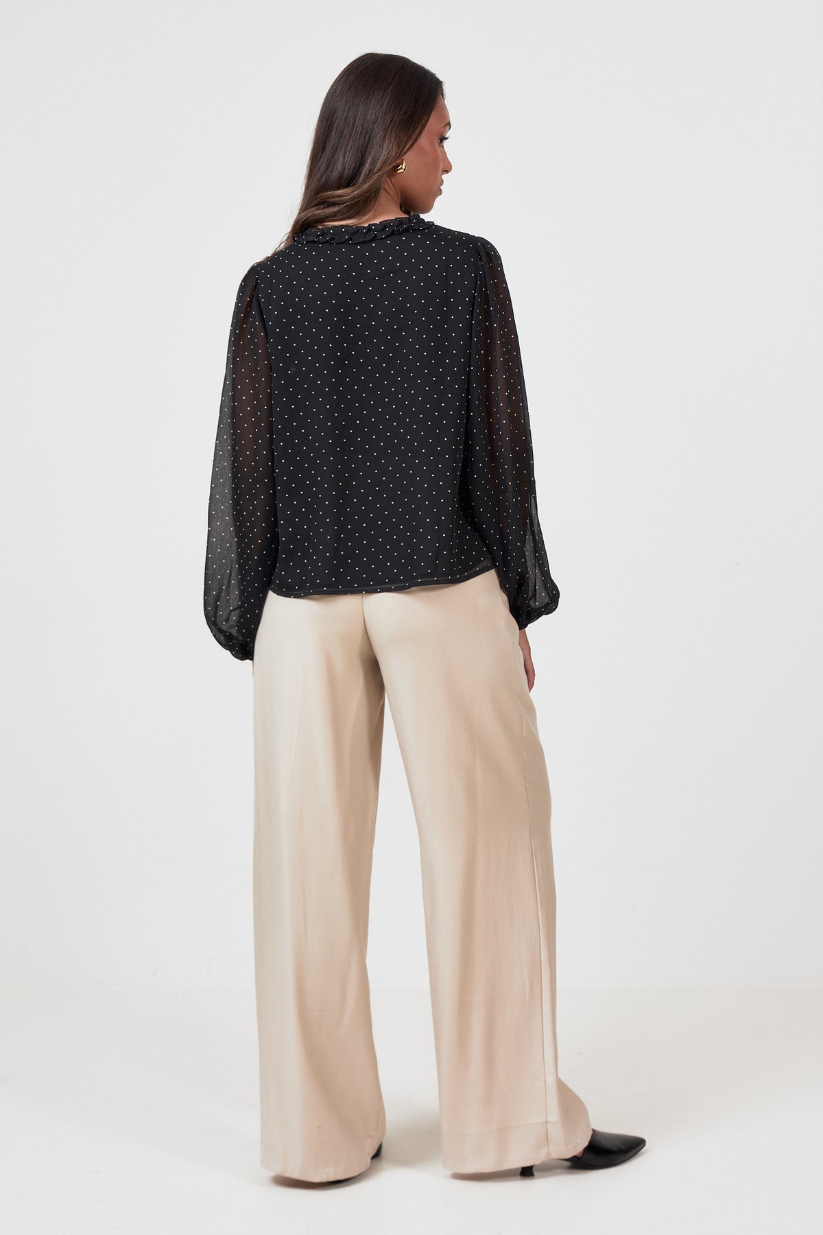Hera Lace Dots Blouse - Black