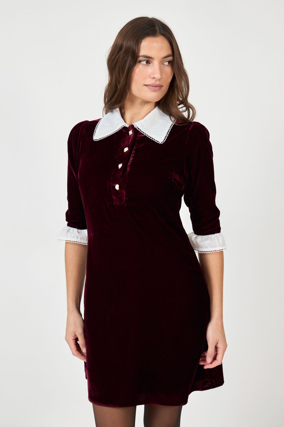 Tora Velvet Mini Dress - Bordeaux
