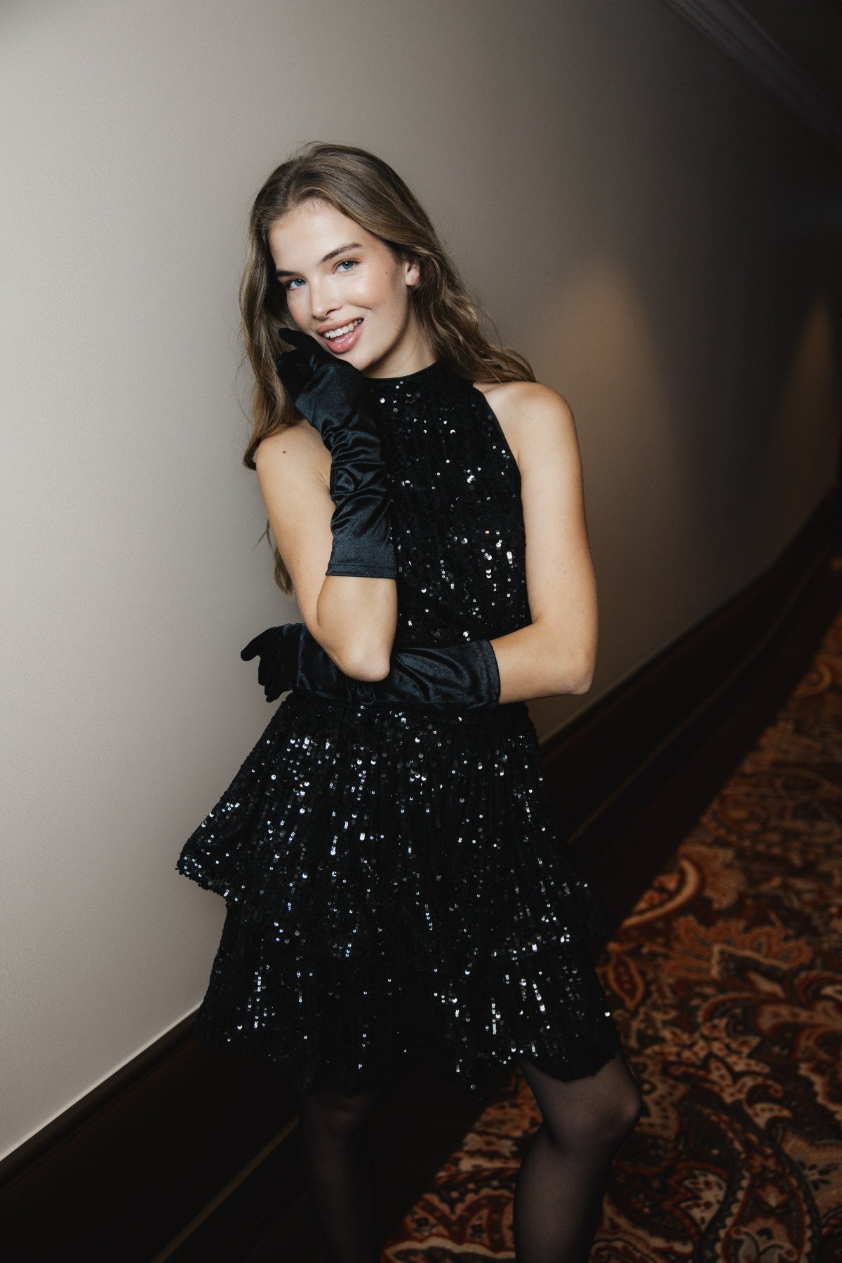 Iduna Sequin Mini Dress - Black