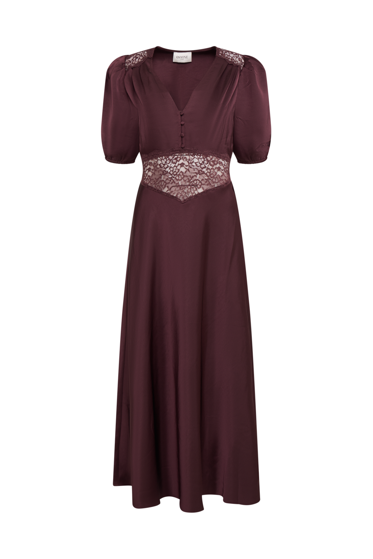 Anniken Satin Midi Dress - Bordeaux