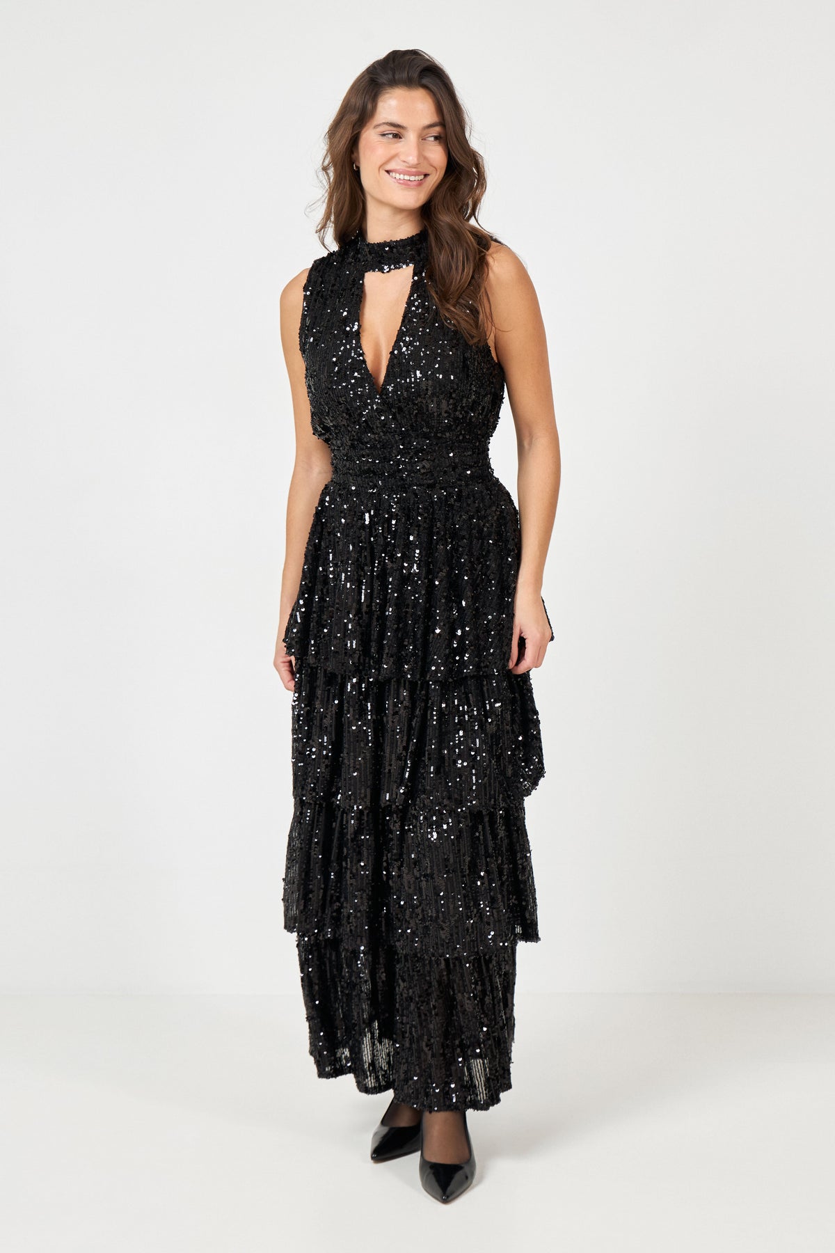 Ingali Sequin Maxi Dress - Black