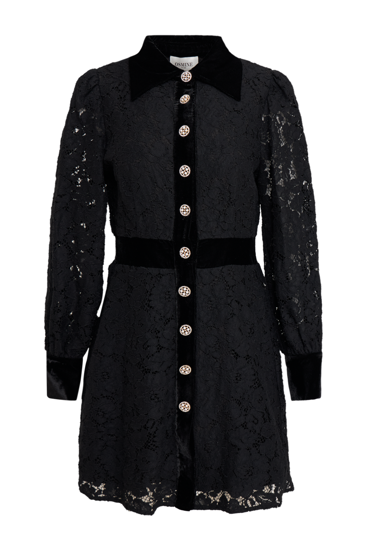 Thilde Lace Mini Dress - Black