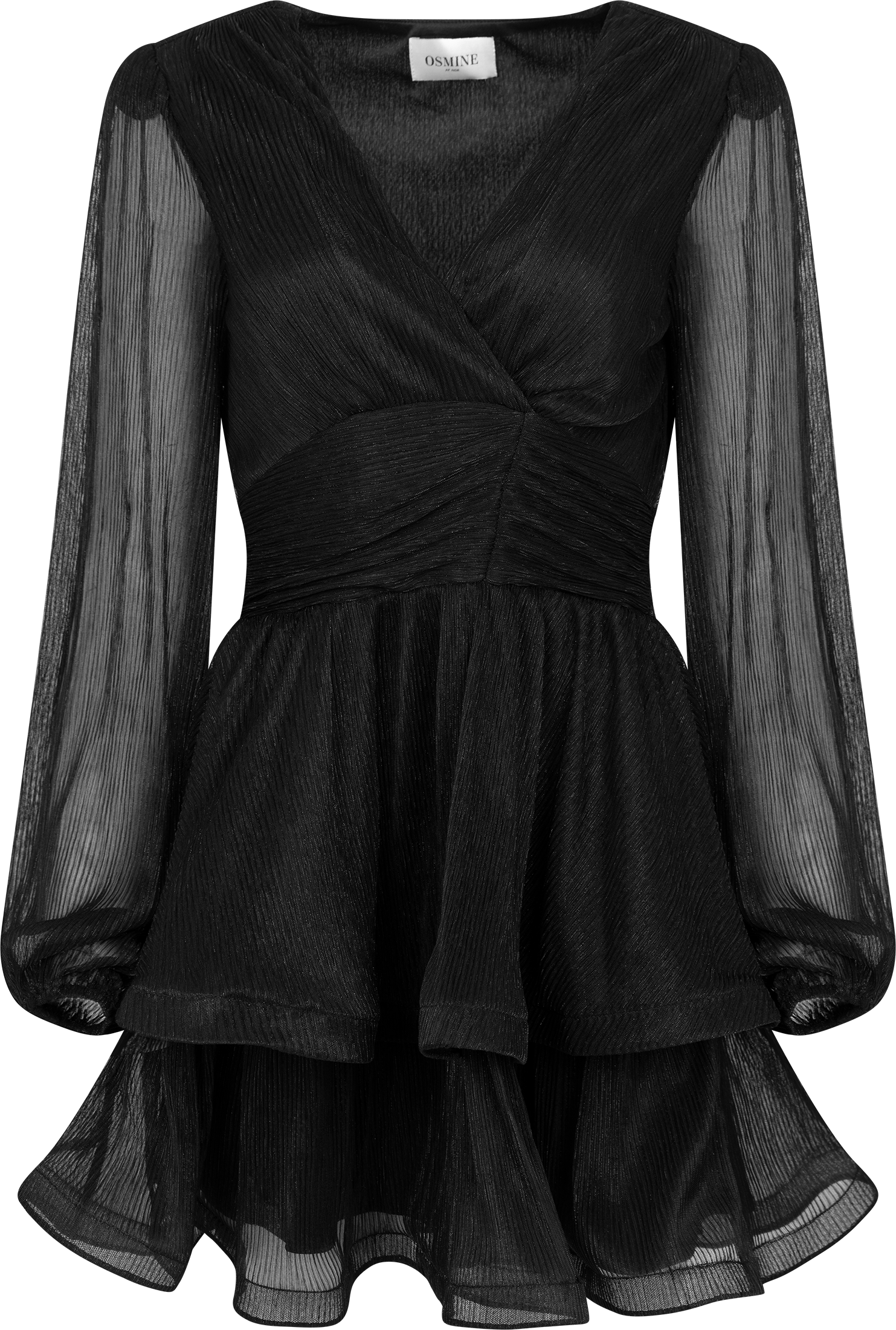 Jade Wave Pleated Dress - Black