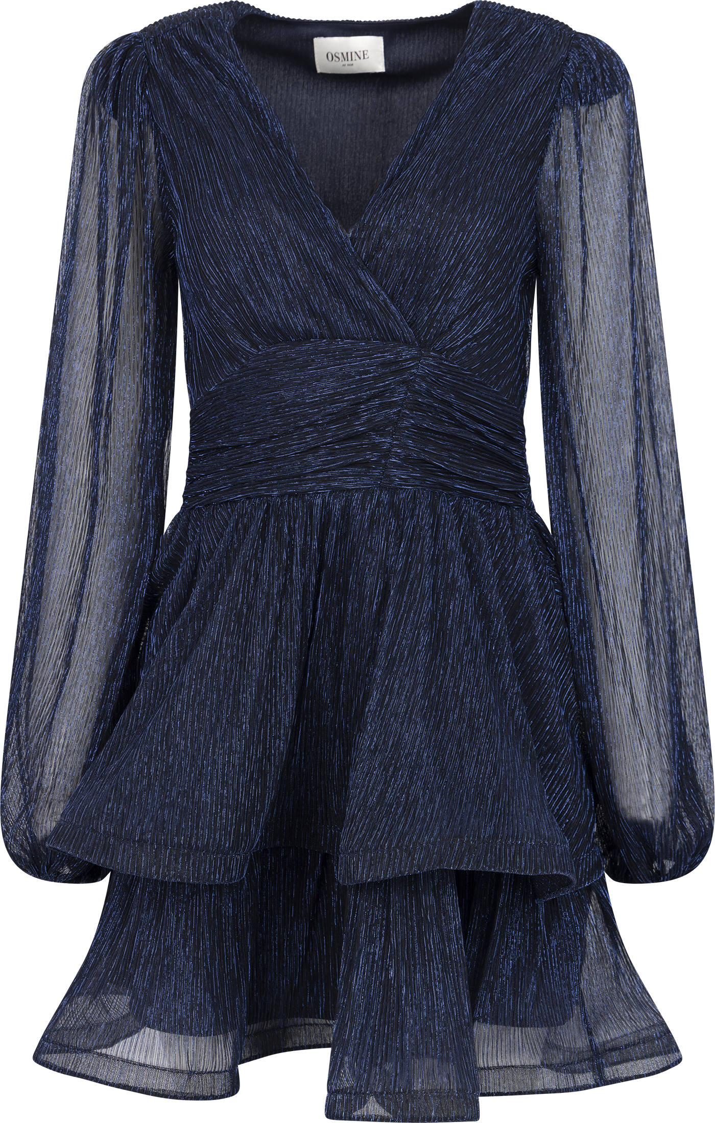 Jade Wave Pleated Dress - Navy