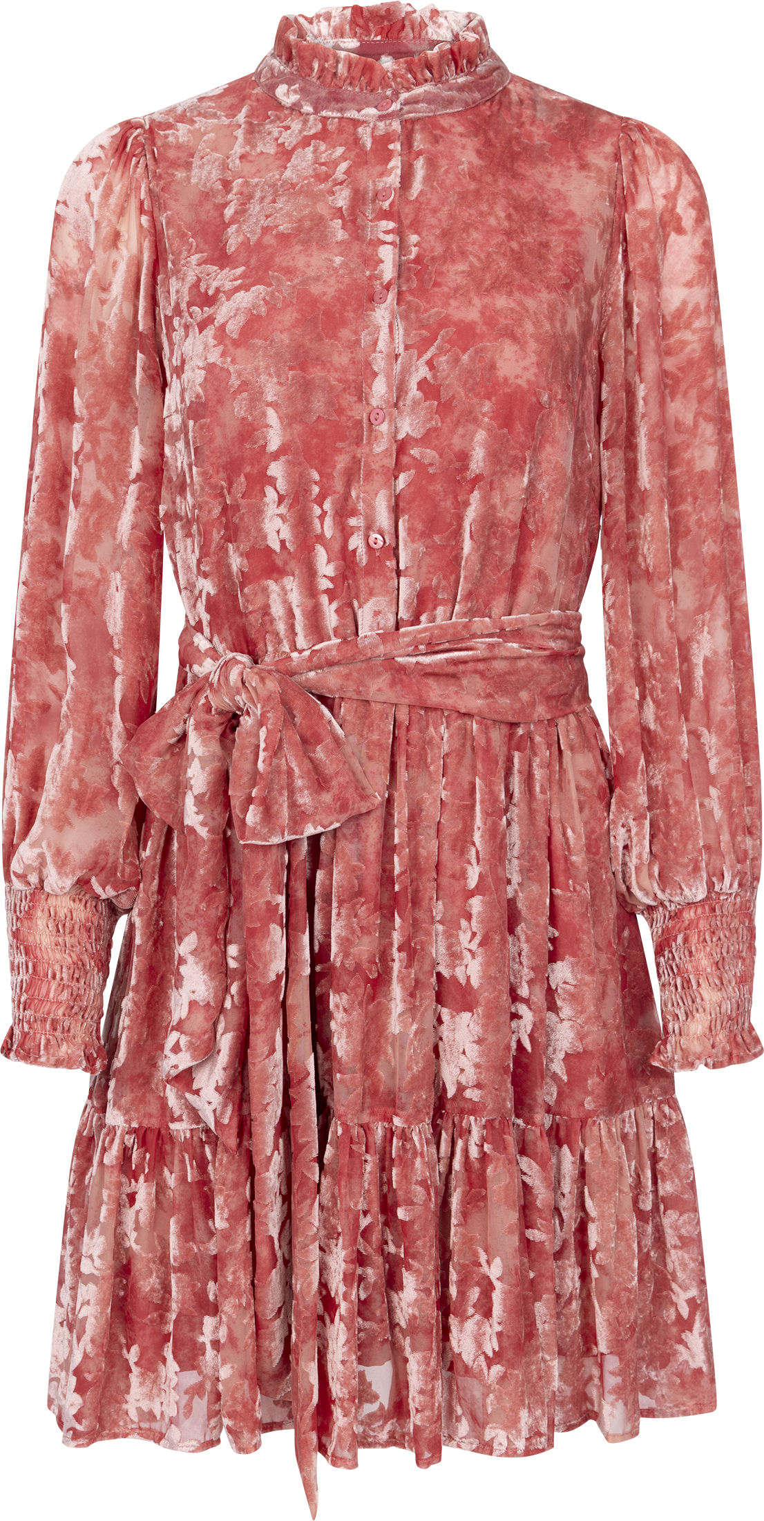 Saga Wide Velvet Flower Dress - Pink Flower