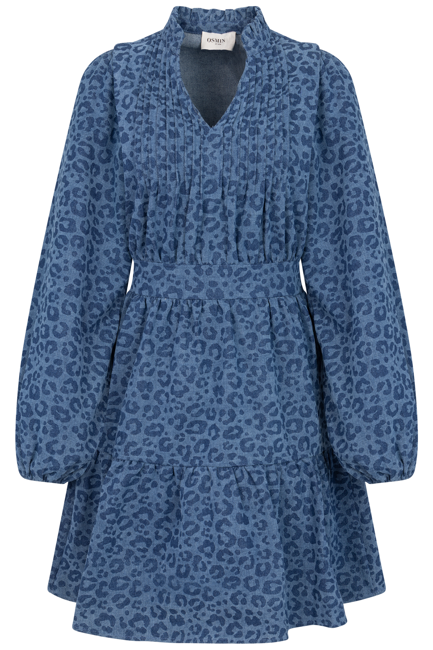 Evina Denim Leo Dress - Blue Leopard