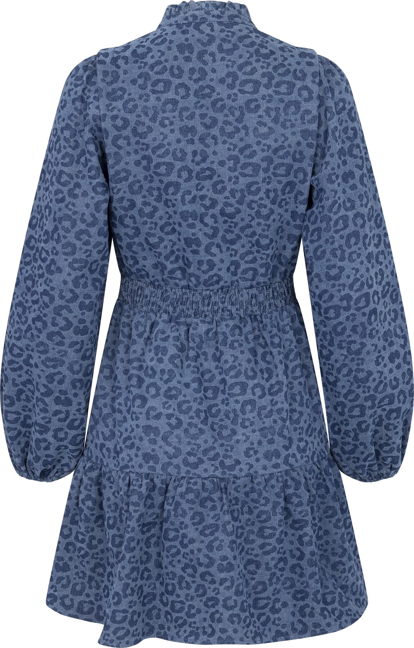 Evina Denim Leo Dress - Blue Leopard