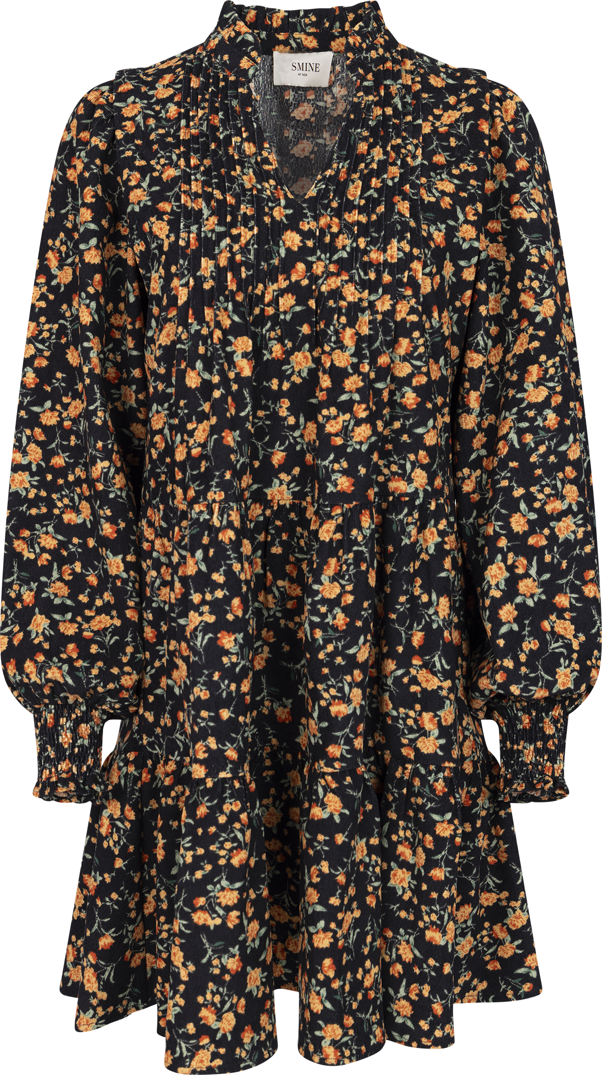 Embla Cord Flower Dress - Black Flower