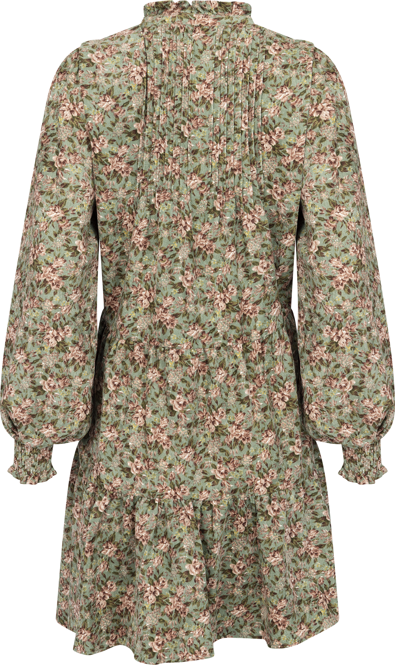 Embla Cord Floral Dress - Green Flower