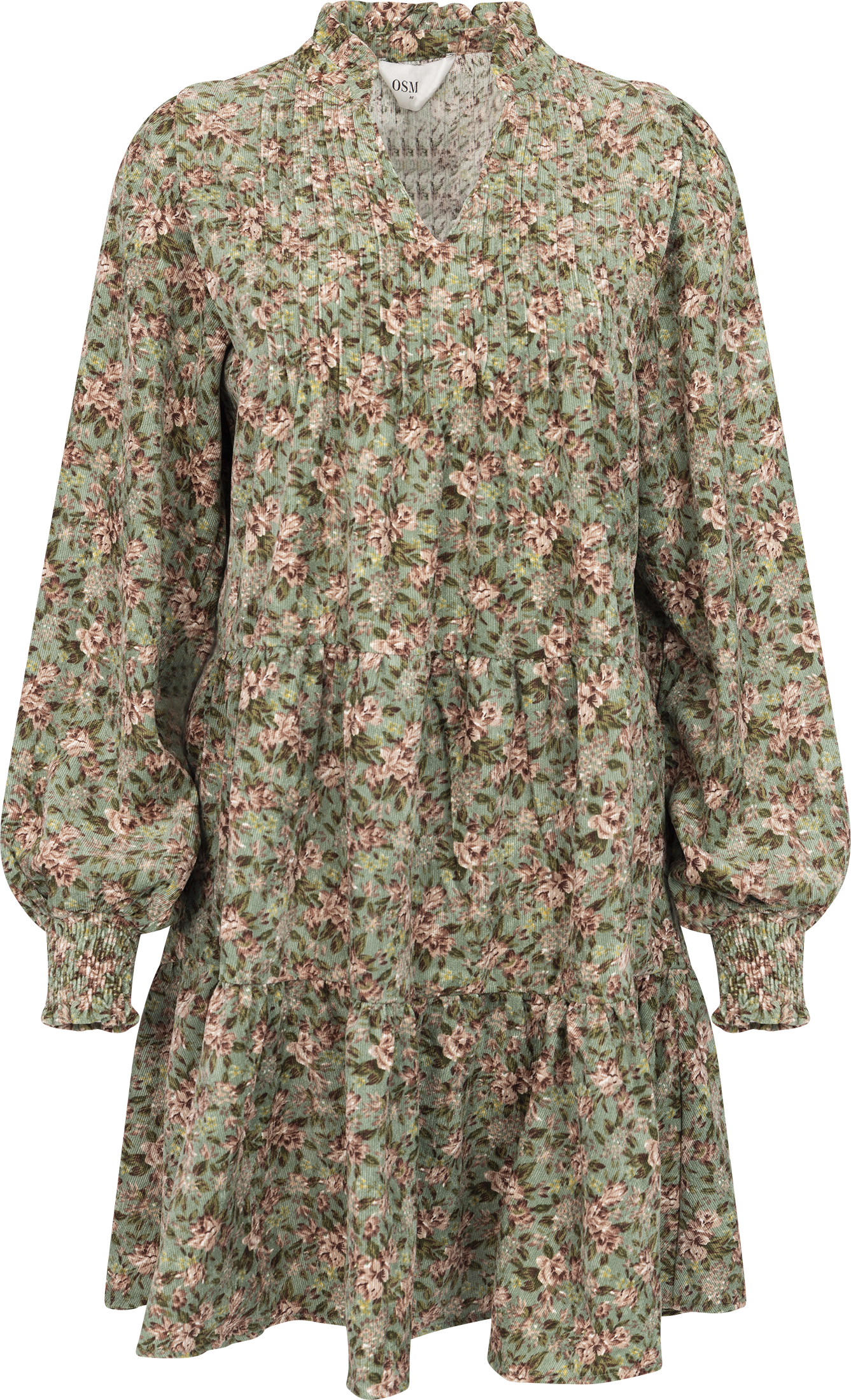 Embla Cord Floral Dress - Green Flower