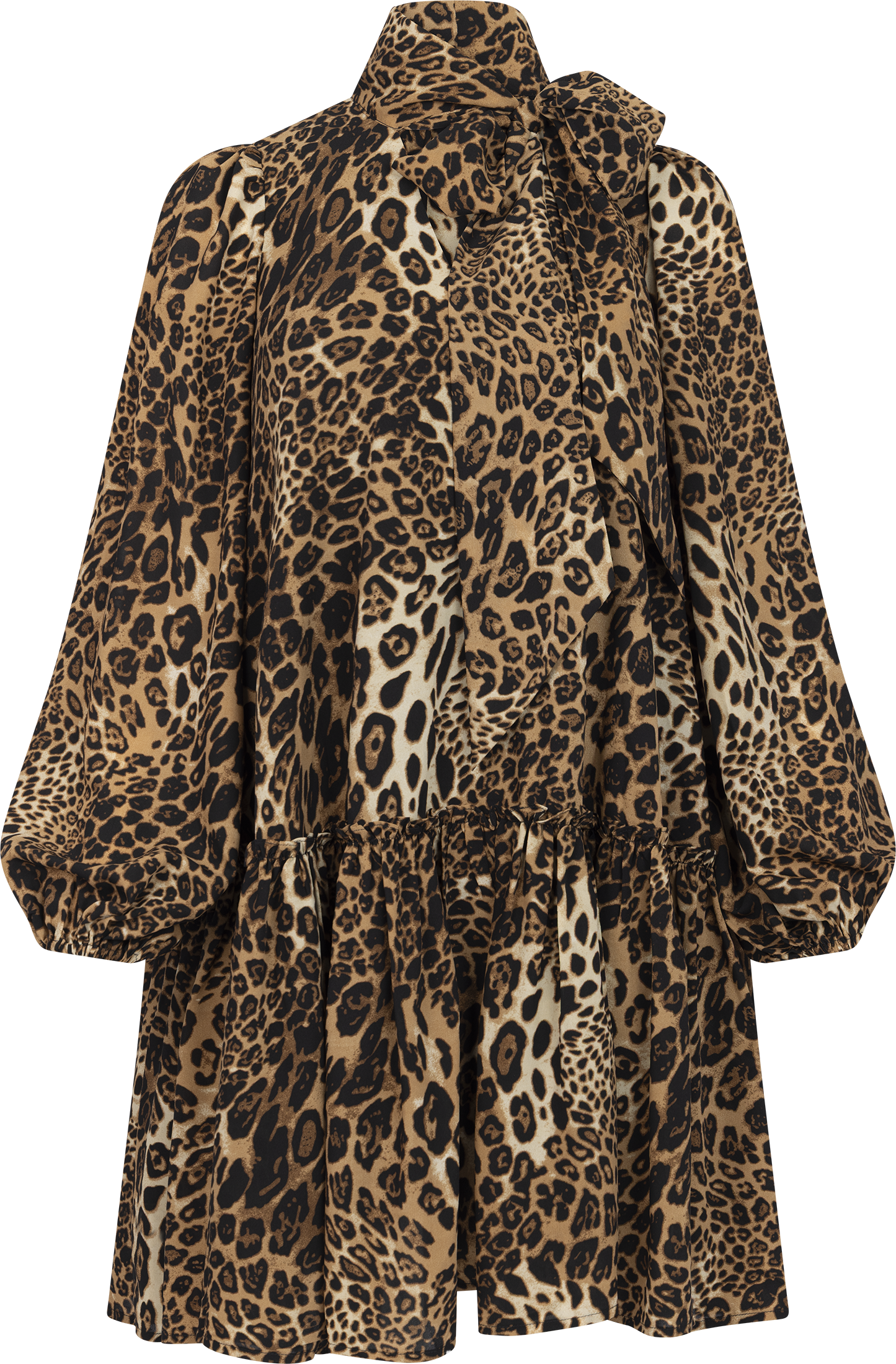 Jofrid Bow Mini Dress - Leopard