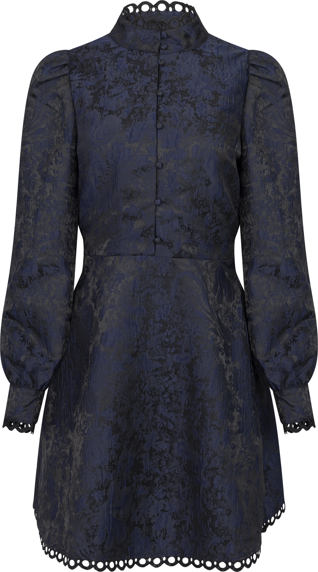 Bergine Brocade Pattern Dress - Dark Navy