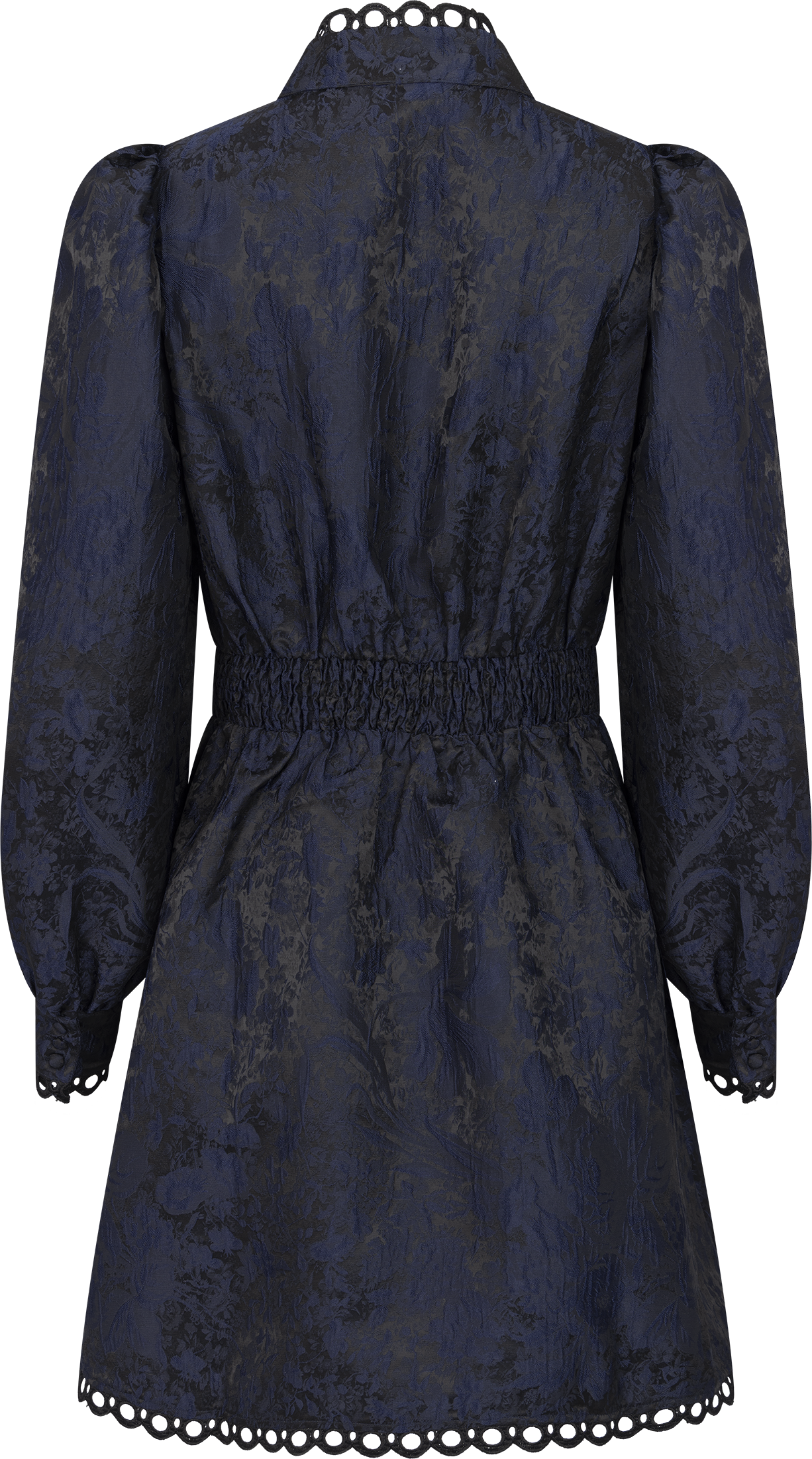 Bergine Brocade Pattern Dress - Dark Navy