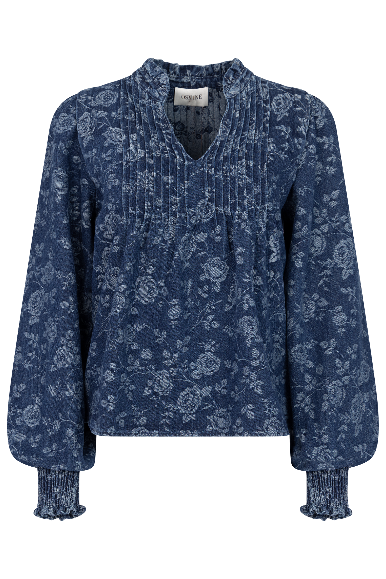 Emma Denim Jacquard Blouse - Blue Flower