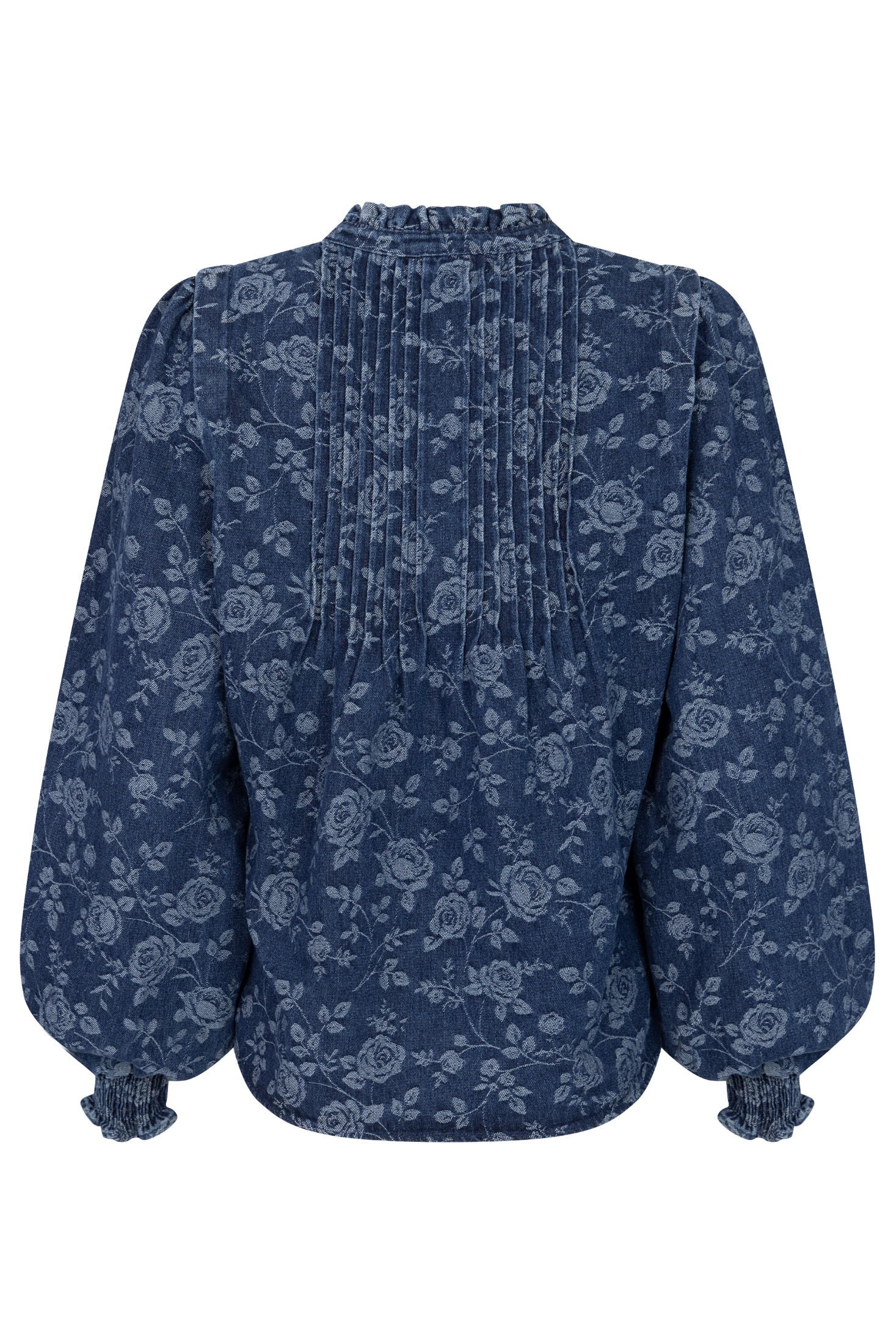 Emma Denim Jacquard Blouse - Blue Flower