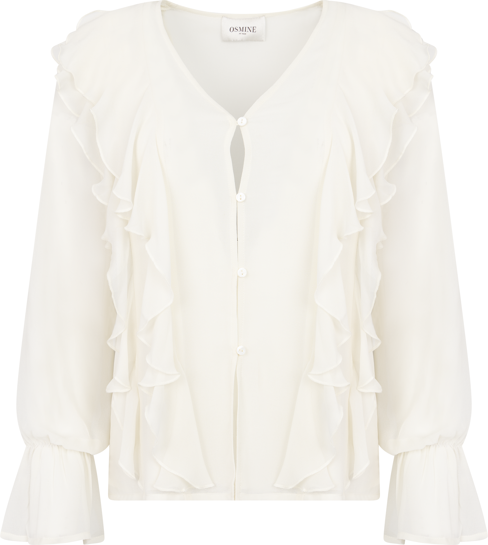 Hellvi Ruffle Chiffon Blouse - Creme