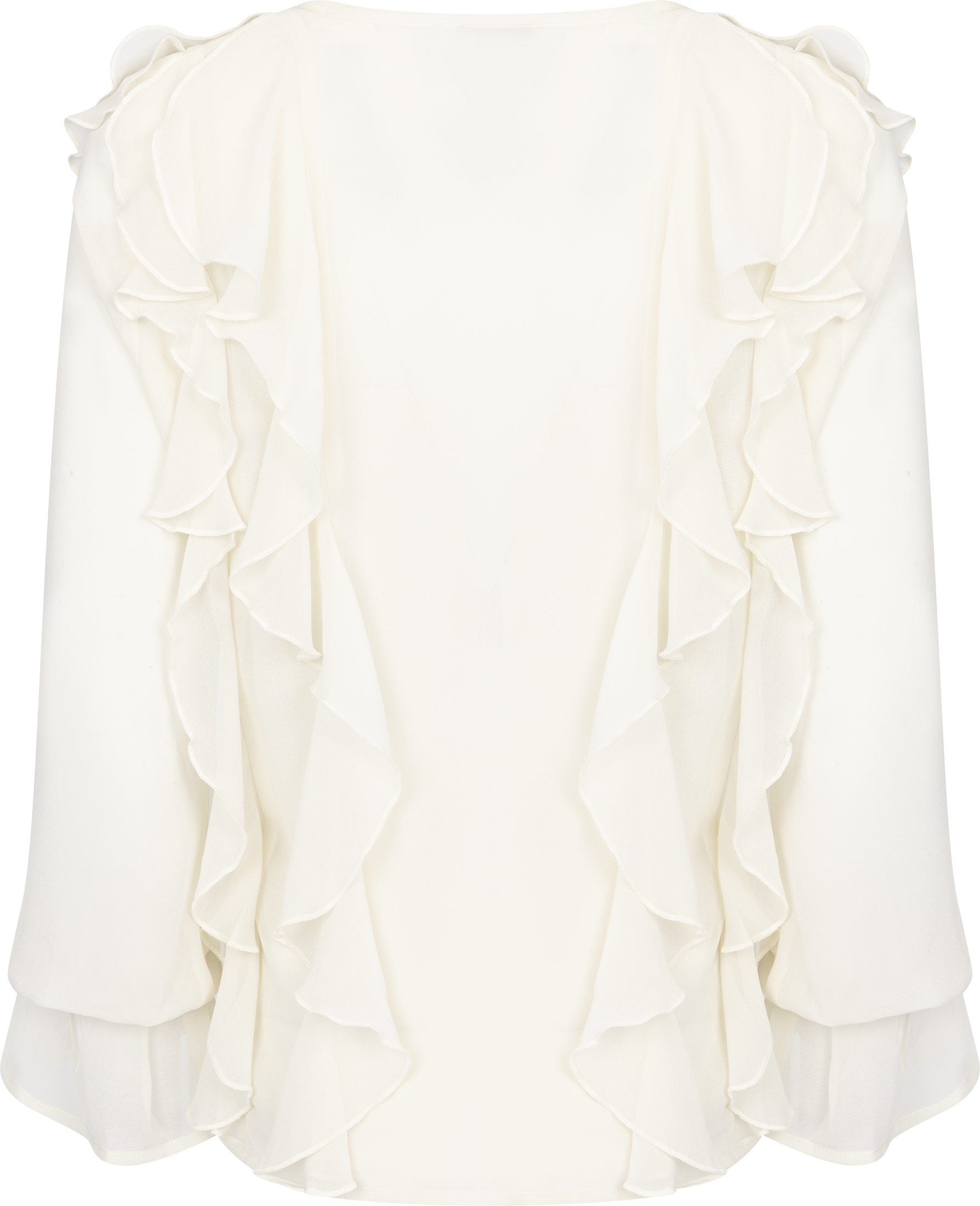 Hellvi Ruffle Chiffon Blouse - Creme
