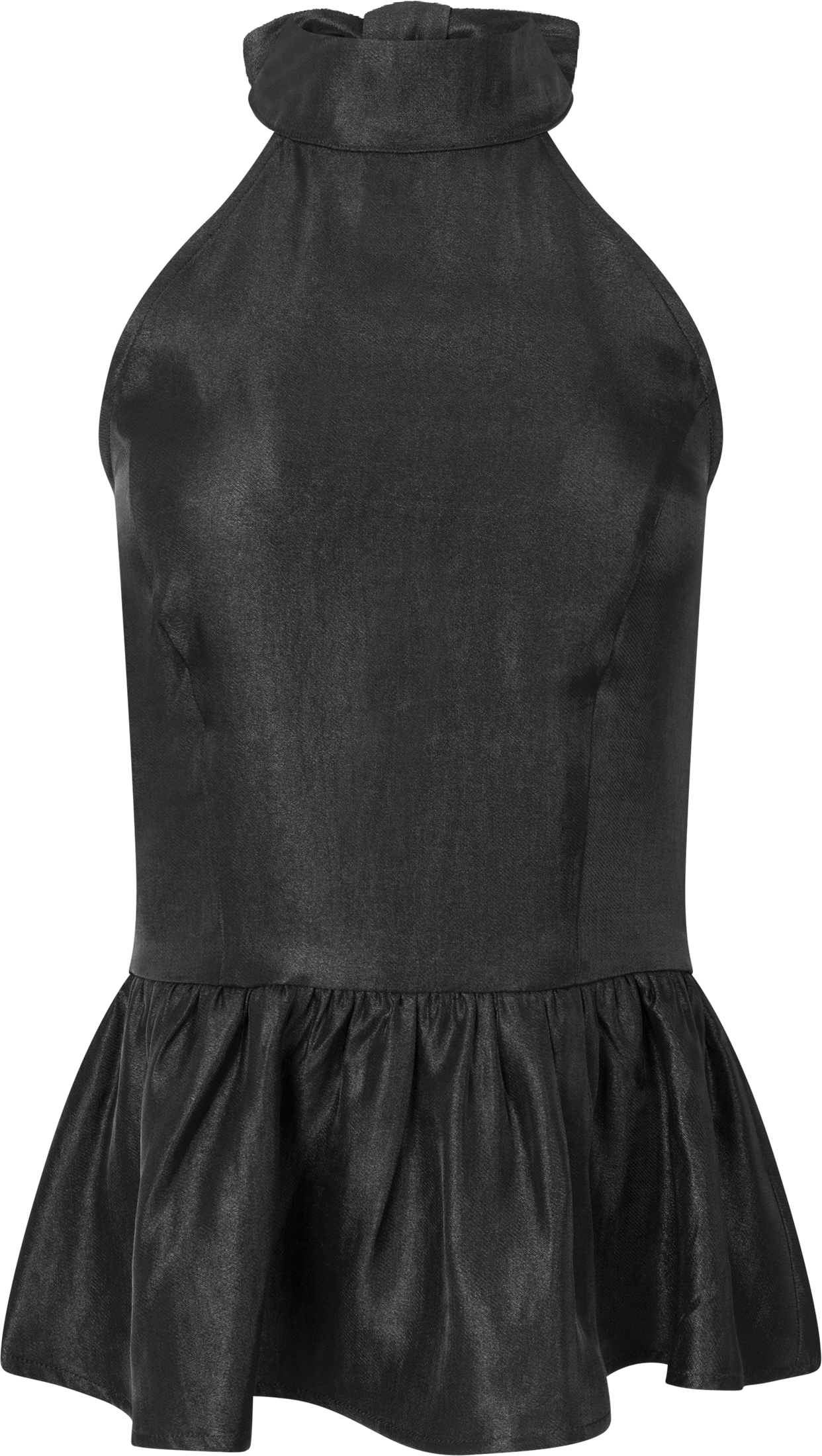 Betty Peplum Halter Neck Top - Black