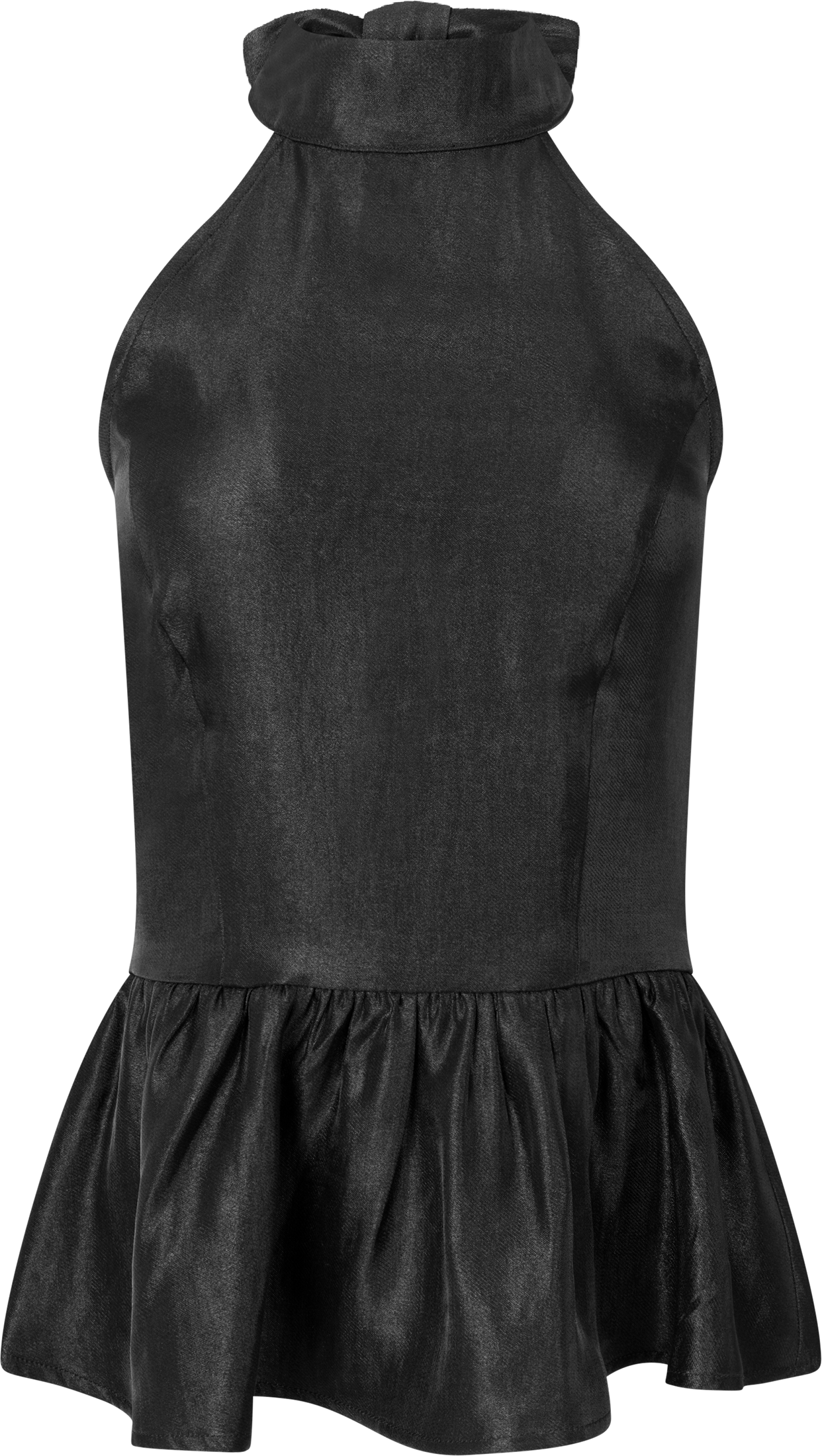 Betty Peplum Halter Neck Top - Black