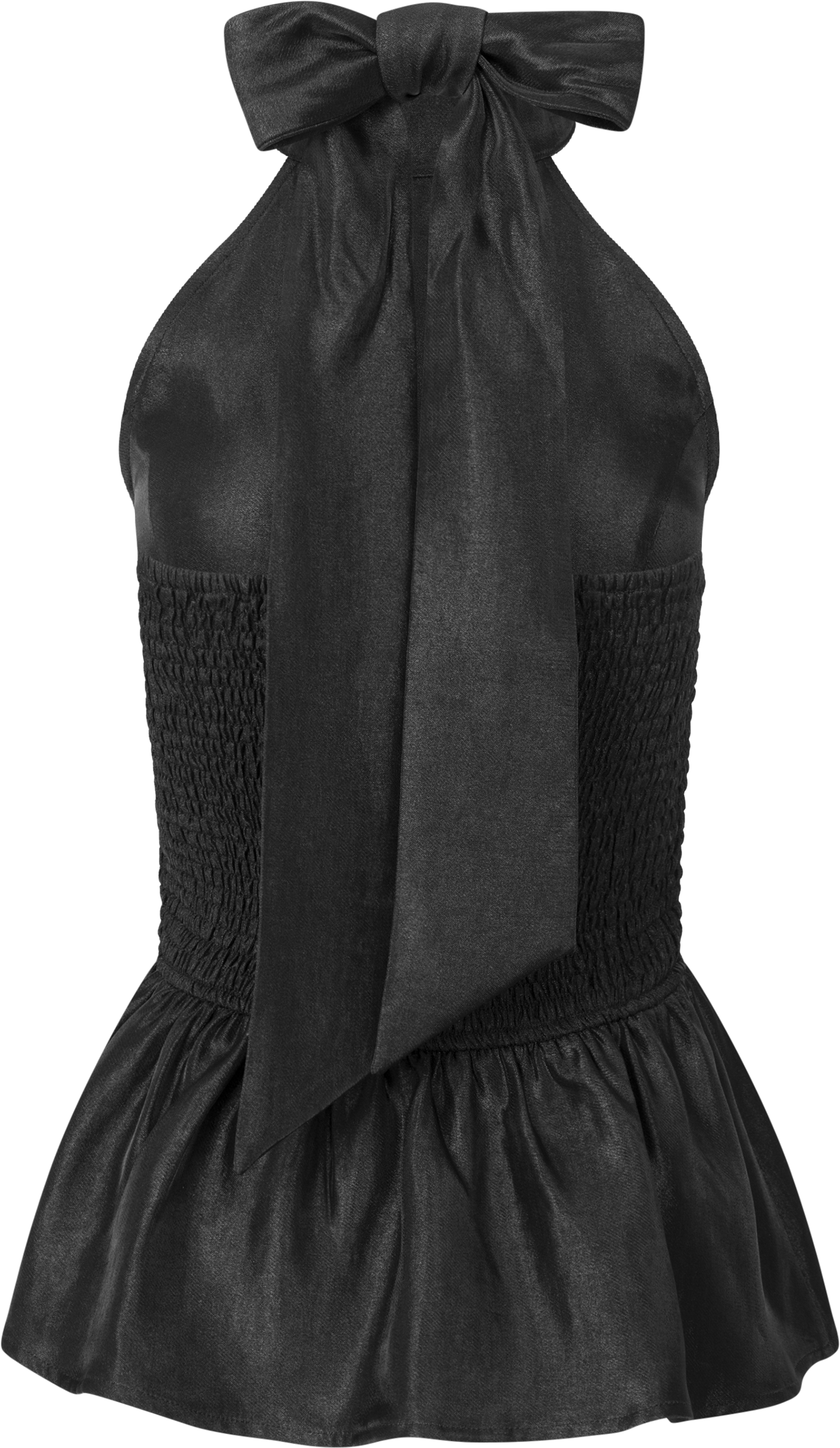 Betty Peplum Halter Neck Top - Black