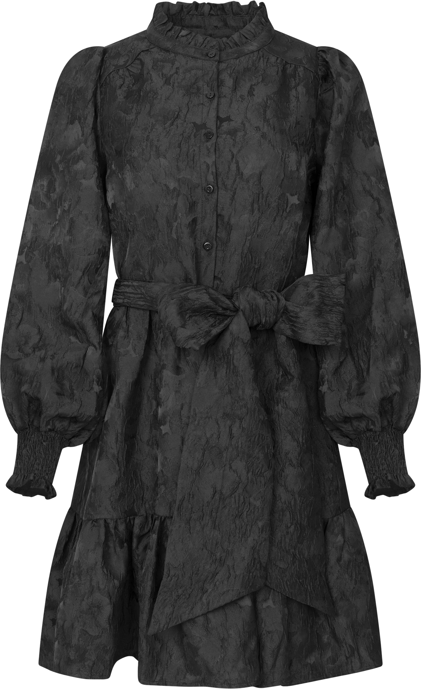 Saga Wide Brocade Dress - Black