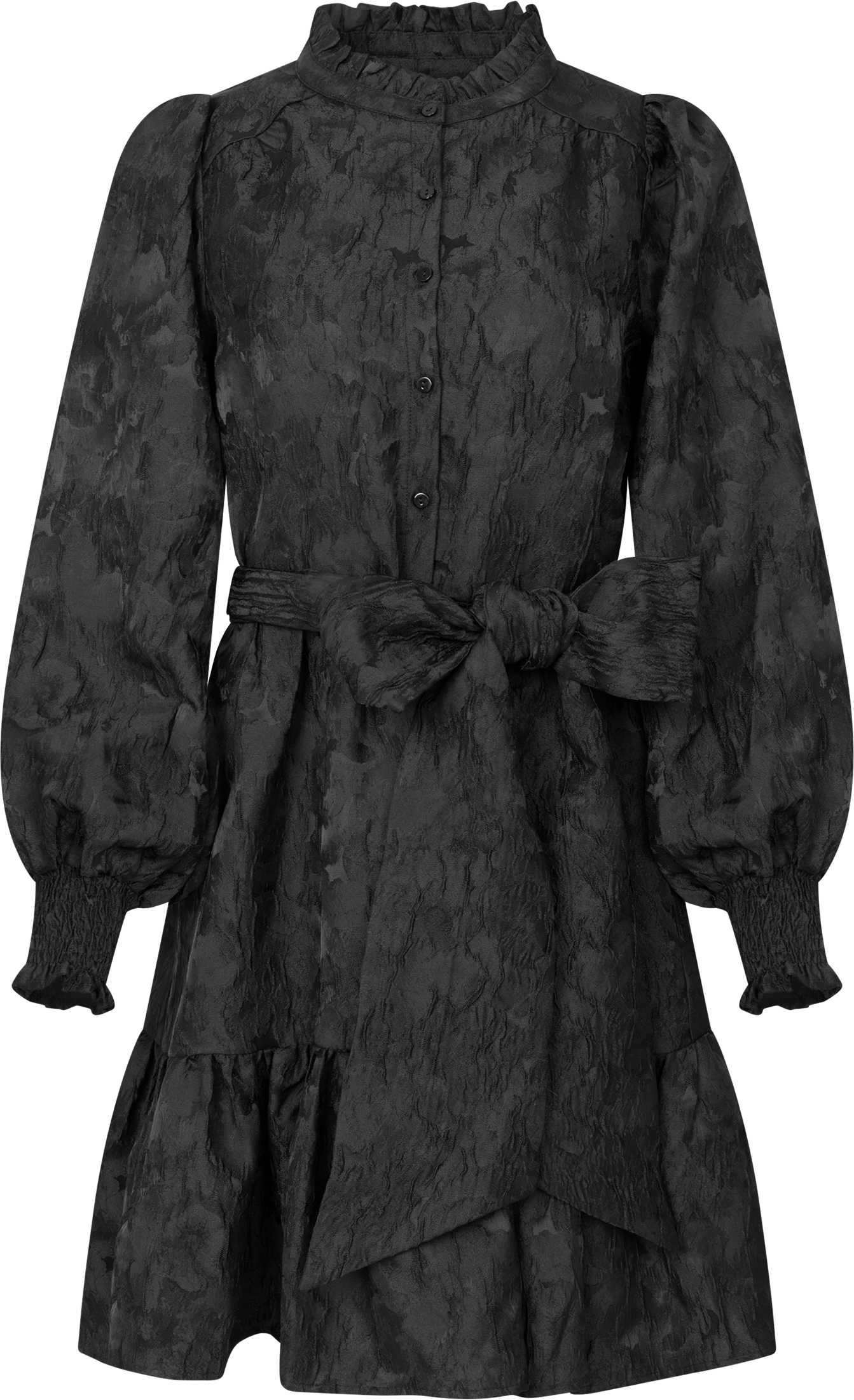 Saga Wide Brocade Dress - Black
