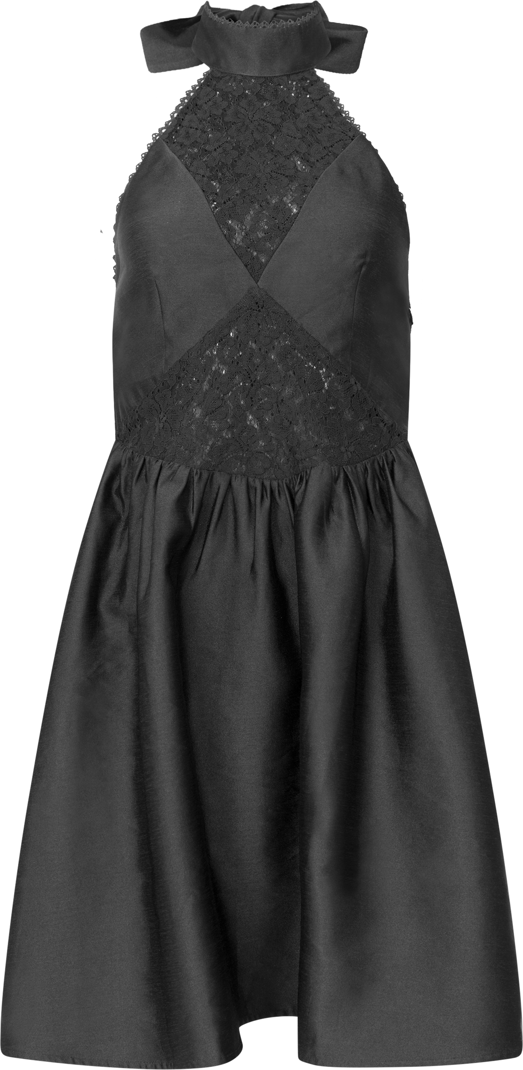 Swan Halter Mini Dress - Black