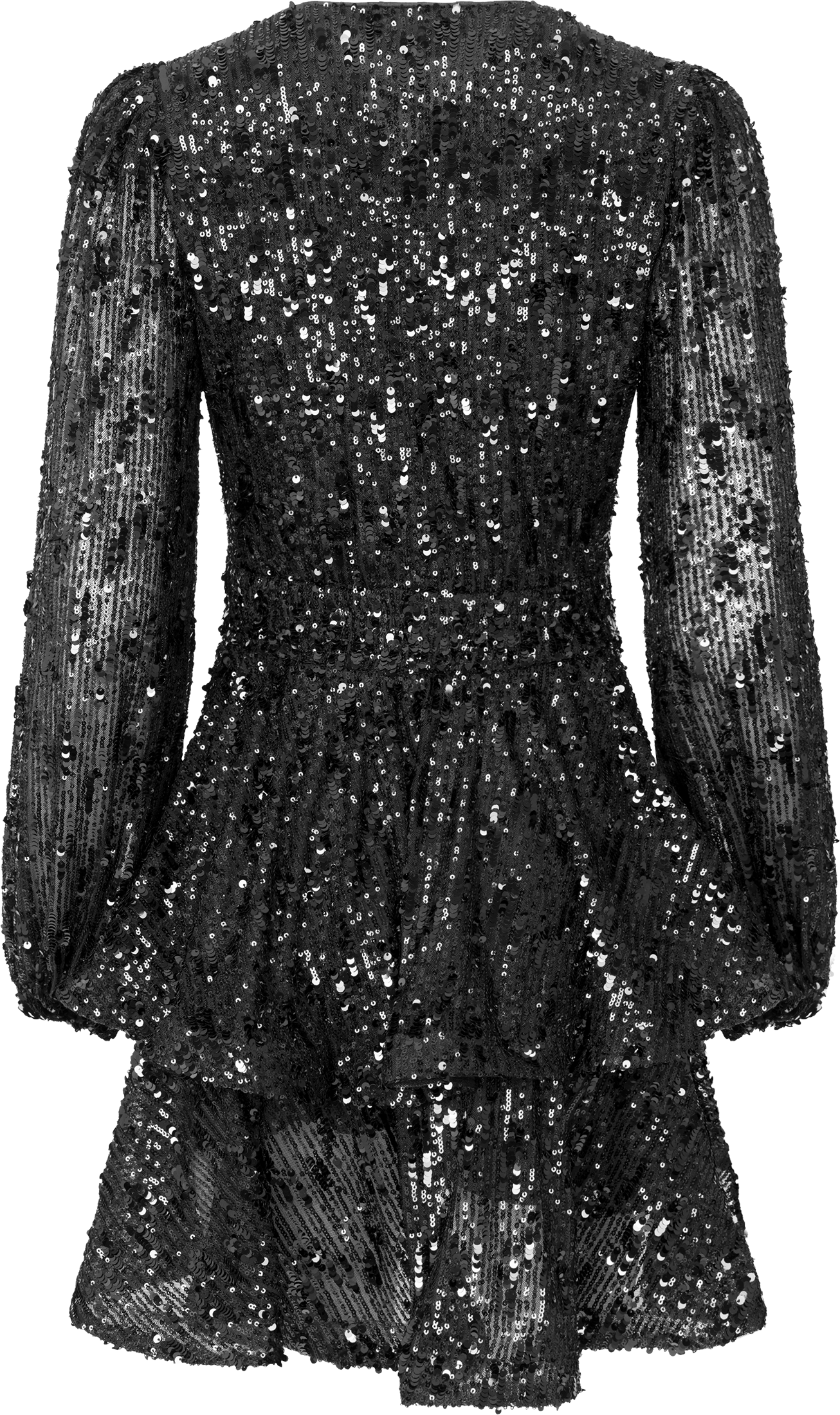 Jade Wave Sequins Solid Dress - Black
