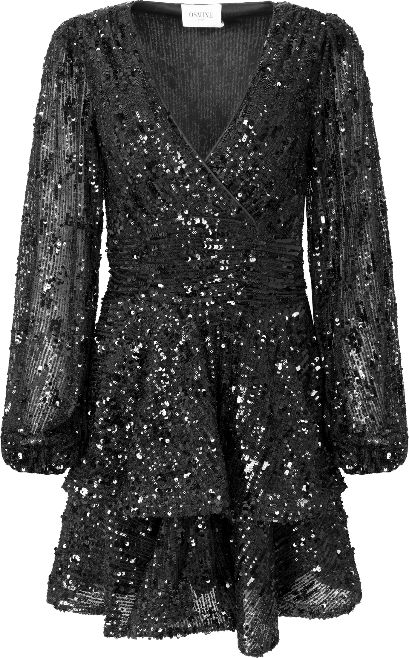 Jade Wave Sequins Solid Dress - Black