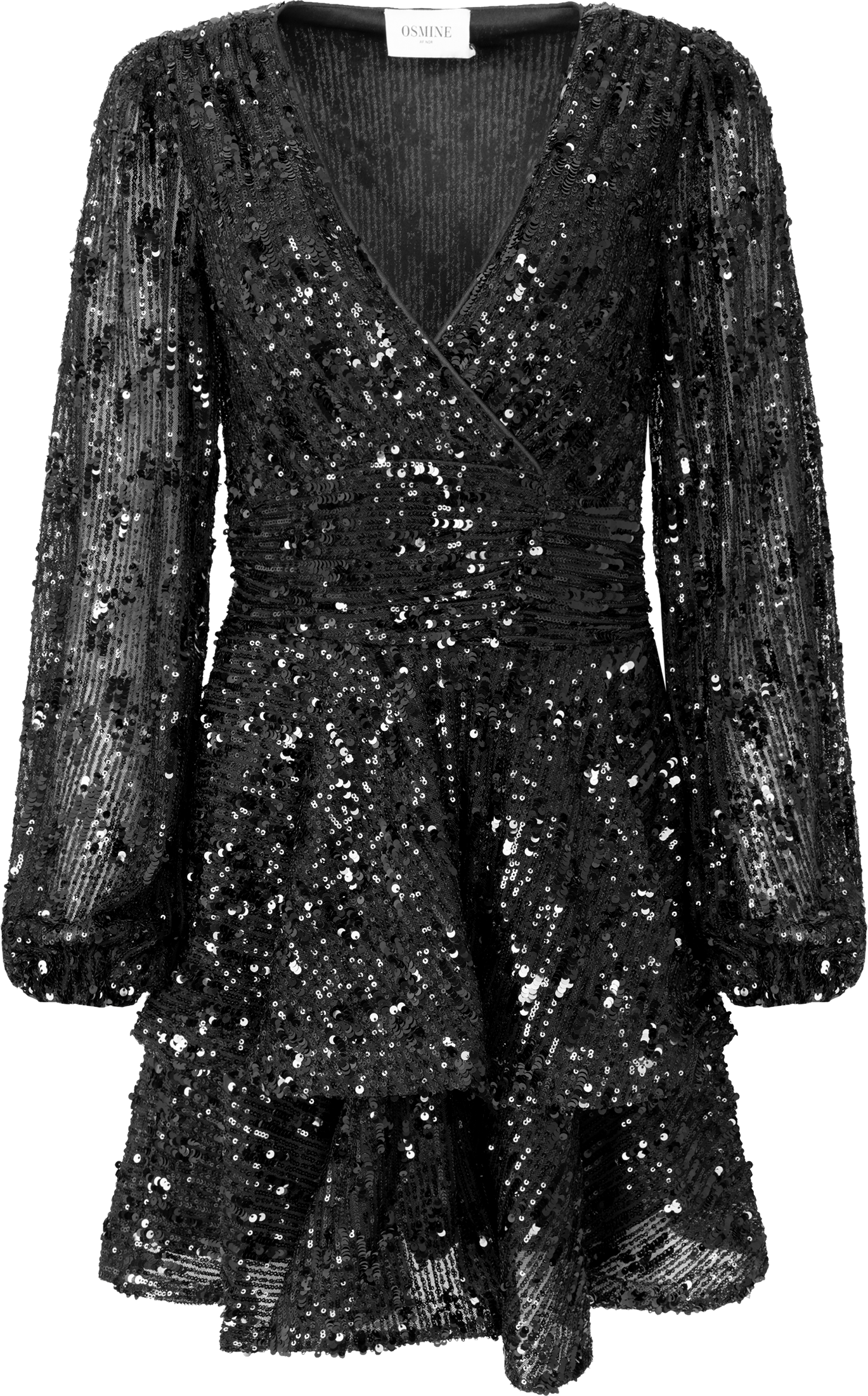 Jade Wave Sequins Solid Dress - Black