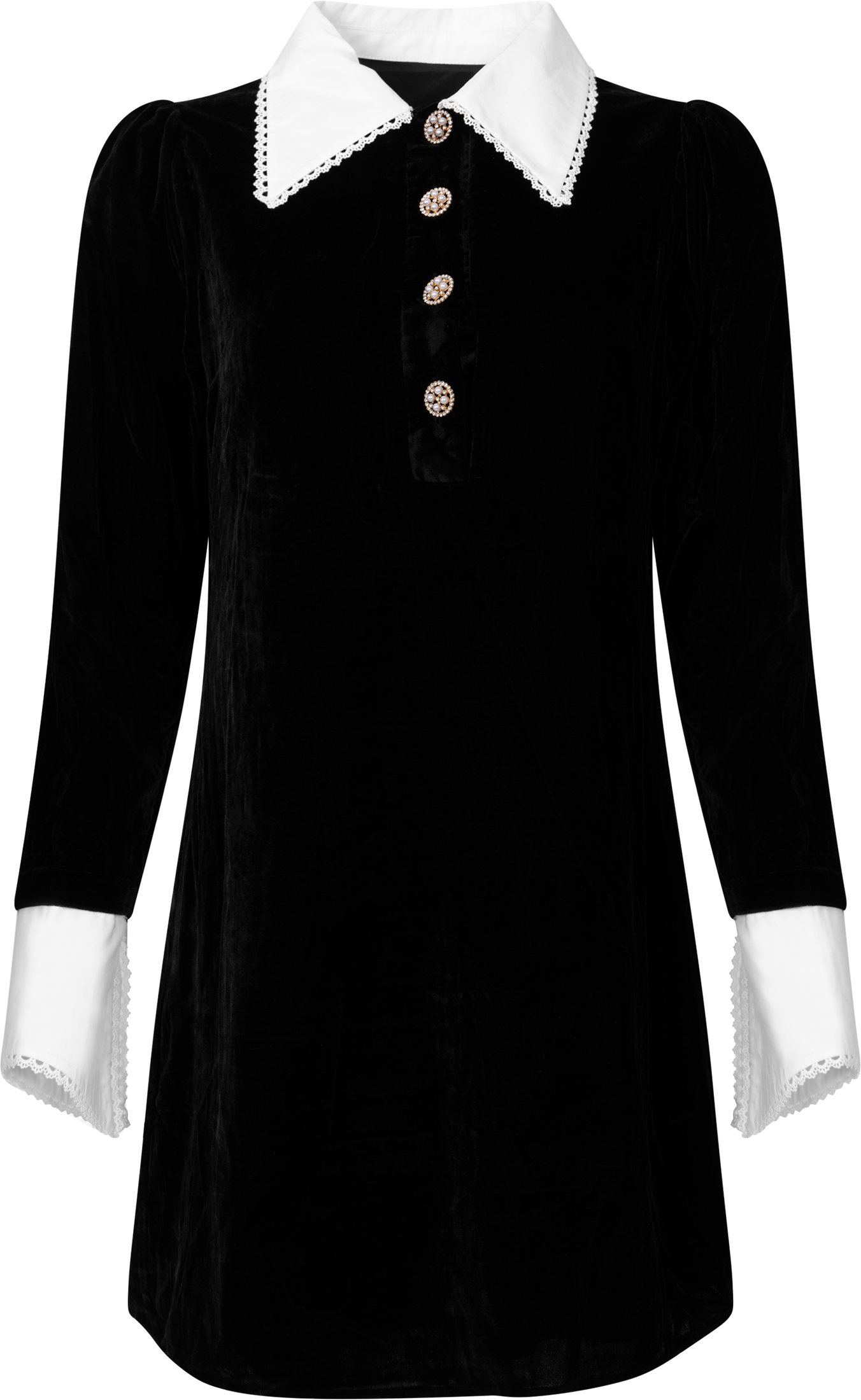 Runa Velvet Mini Dress - Black