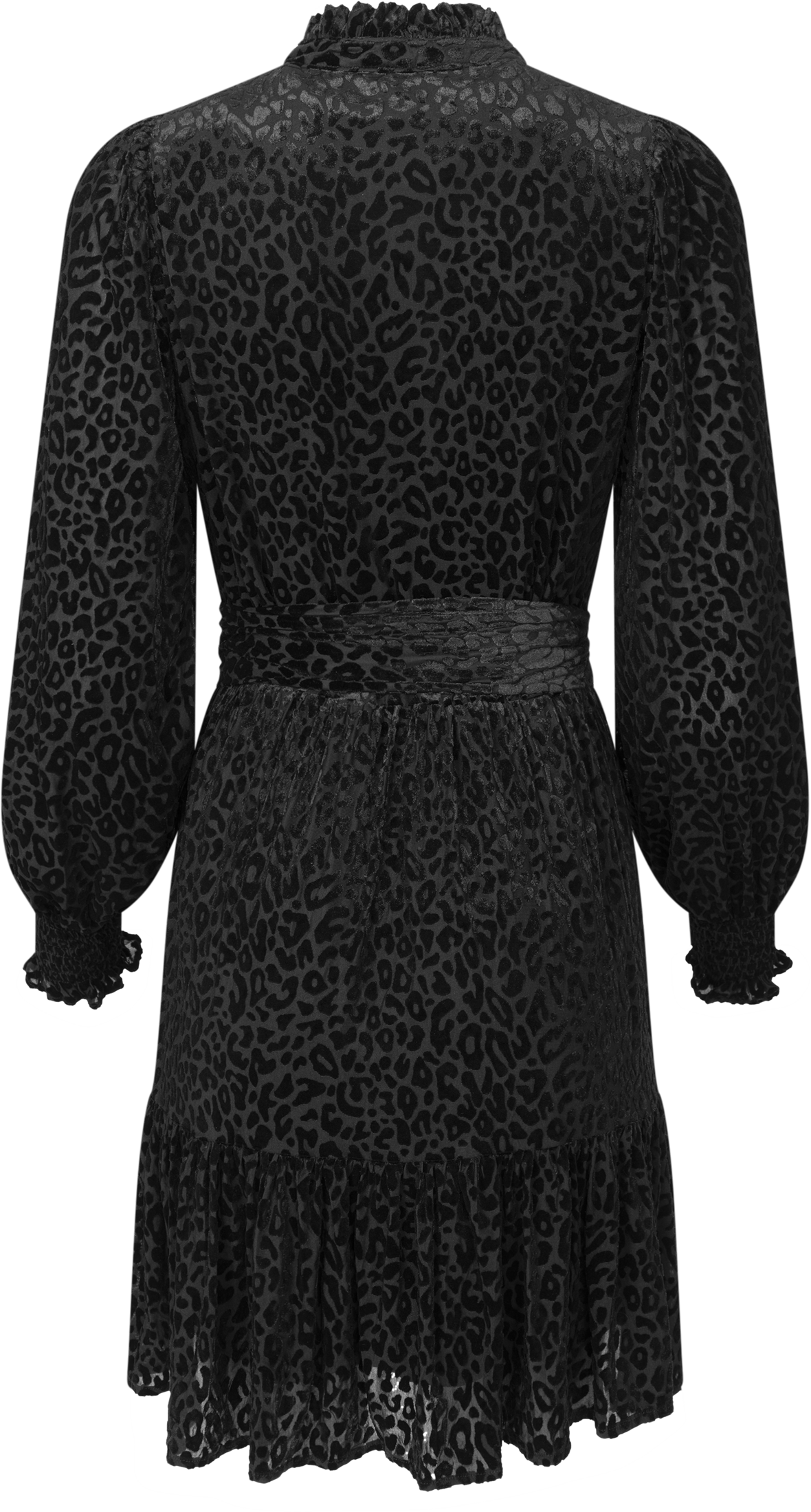 Saga Wide Velvet Leo Dress - Black Leopard