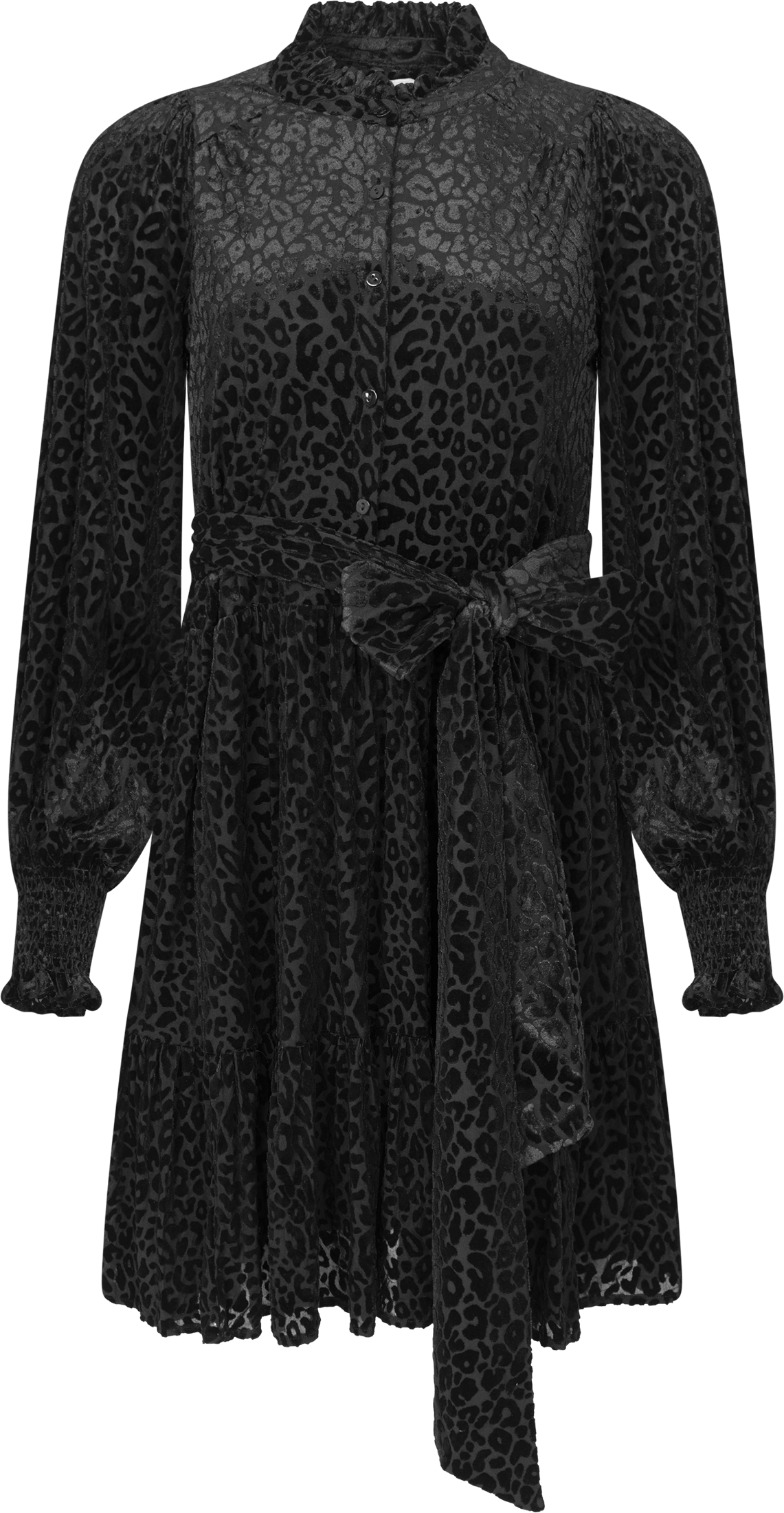 Saga Wide Velvet Leo Dress - Black Leopard