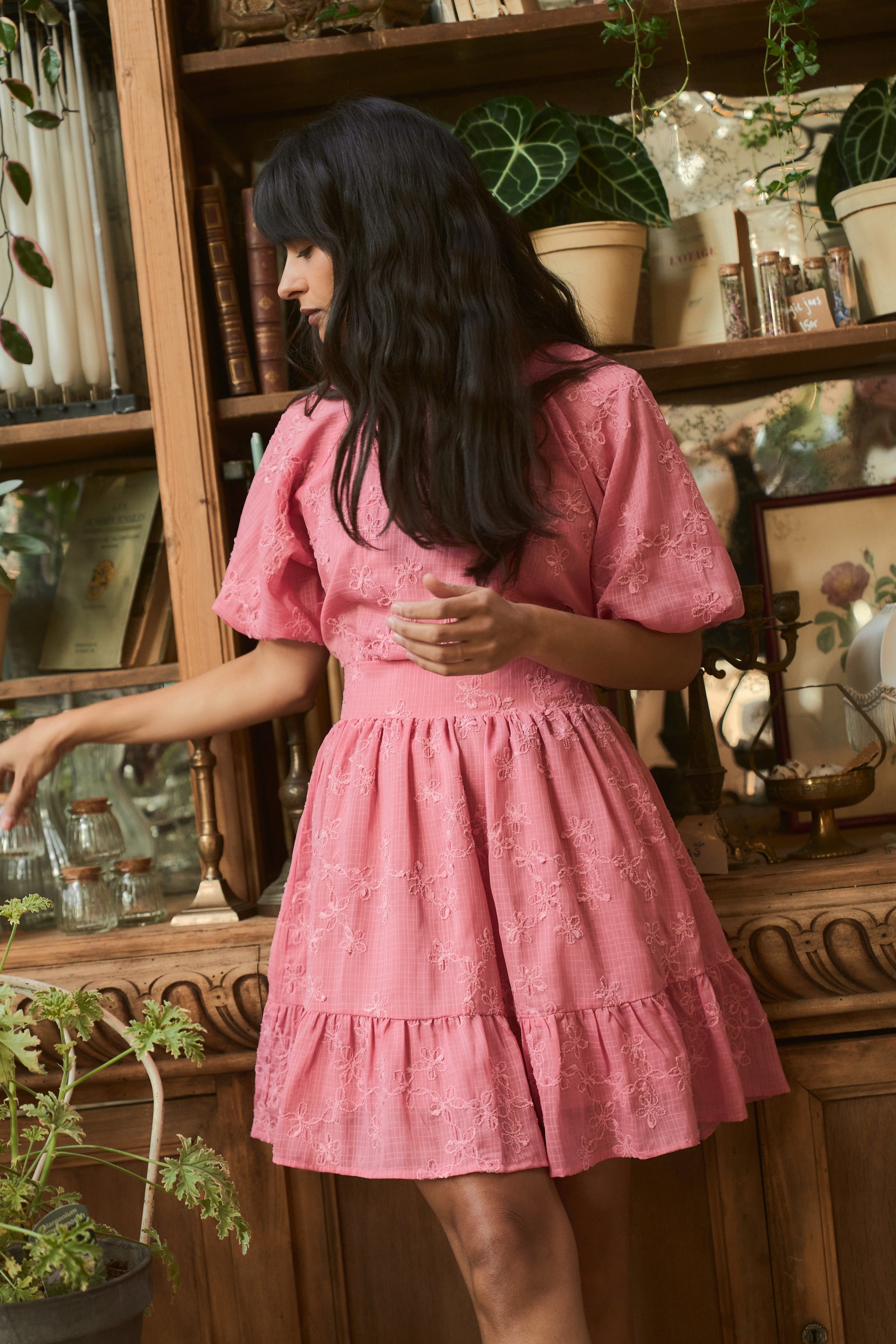 Svanhild Flower Mini Dress - Pink Flower