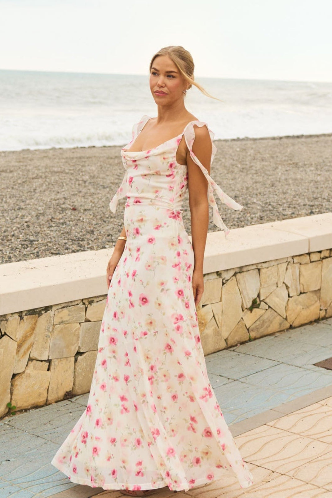Cecilia Slip Maxi Dress - Pink Floral