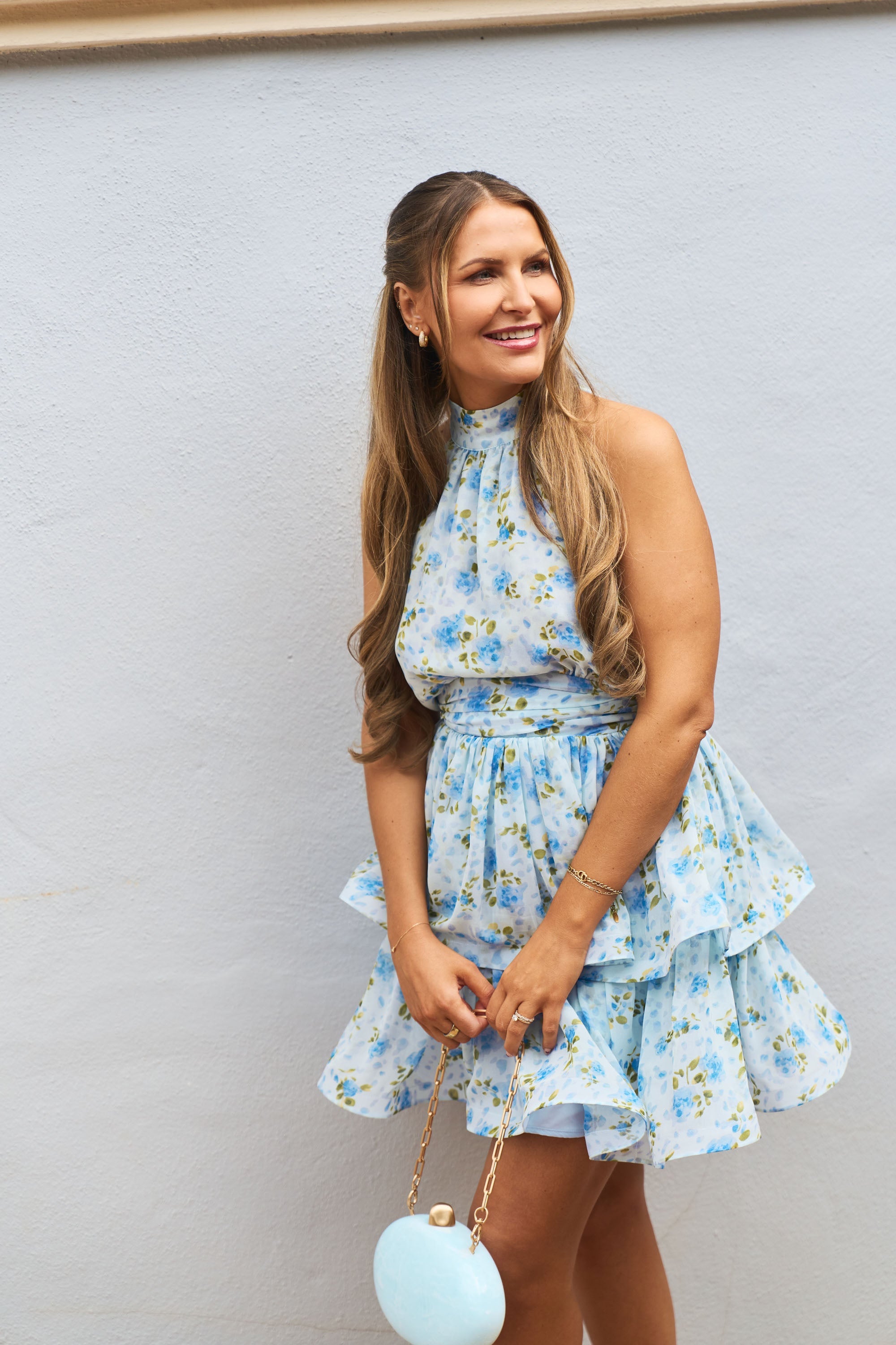 Idun Wave Mini Dress - Light Blue Floral