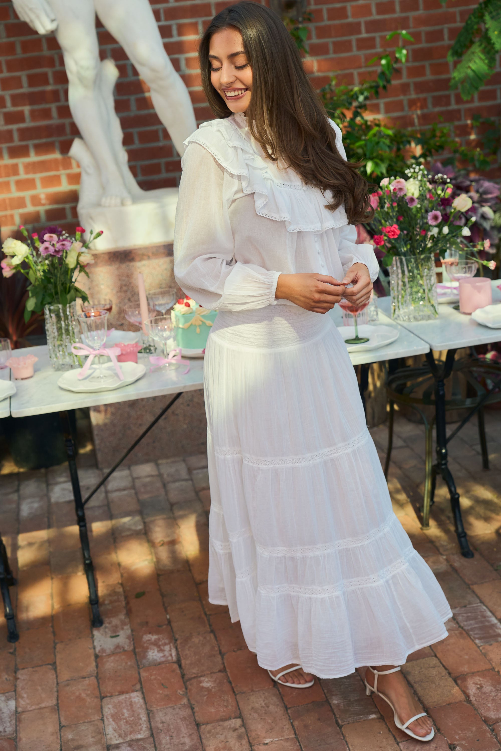 Vendla Voile High Smock Skirt - White